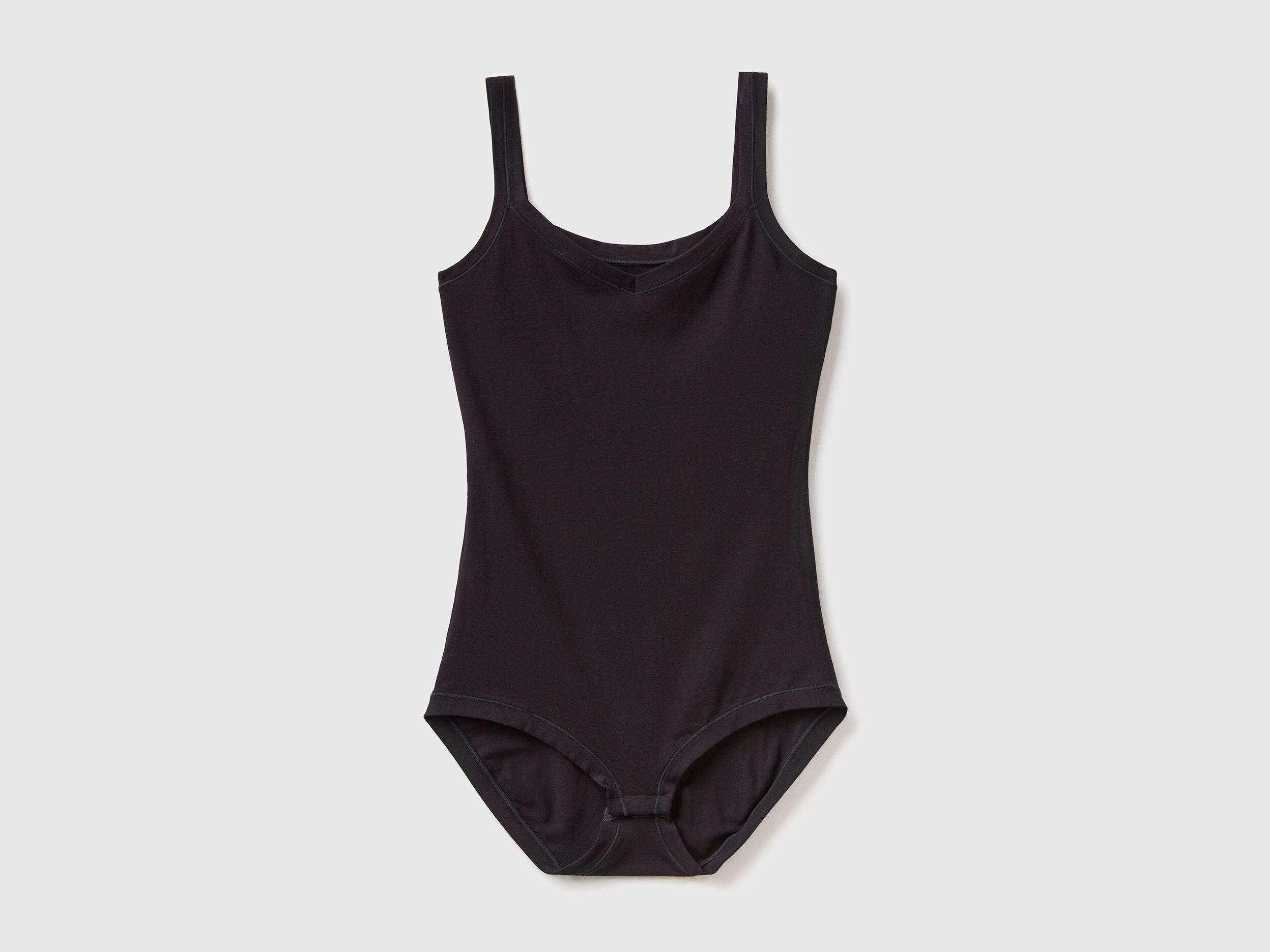 Super stretch organic cotton bodysuit Black Benetton