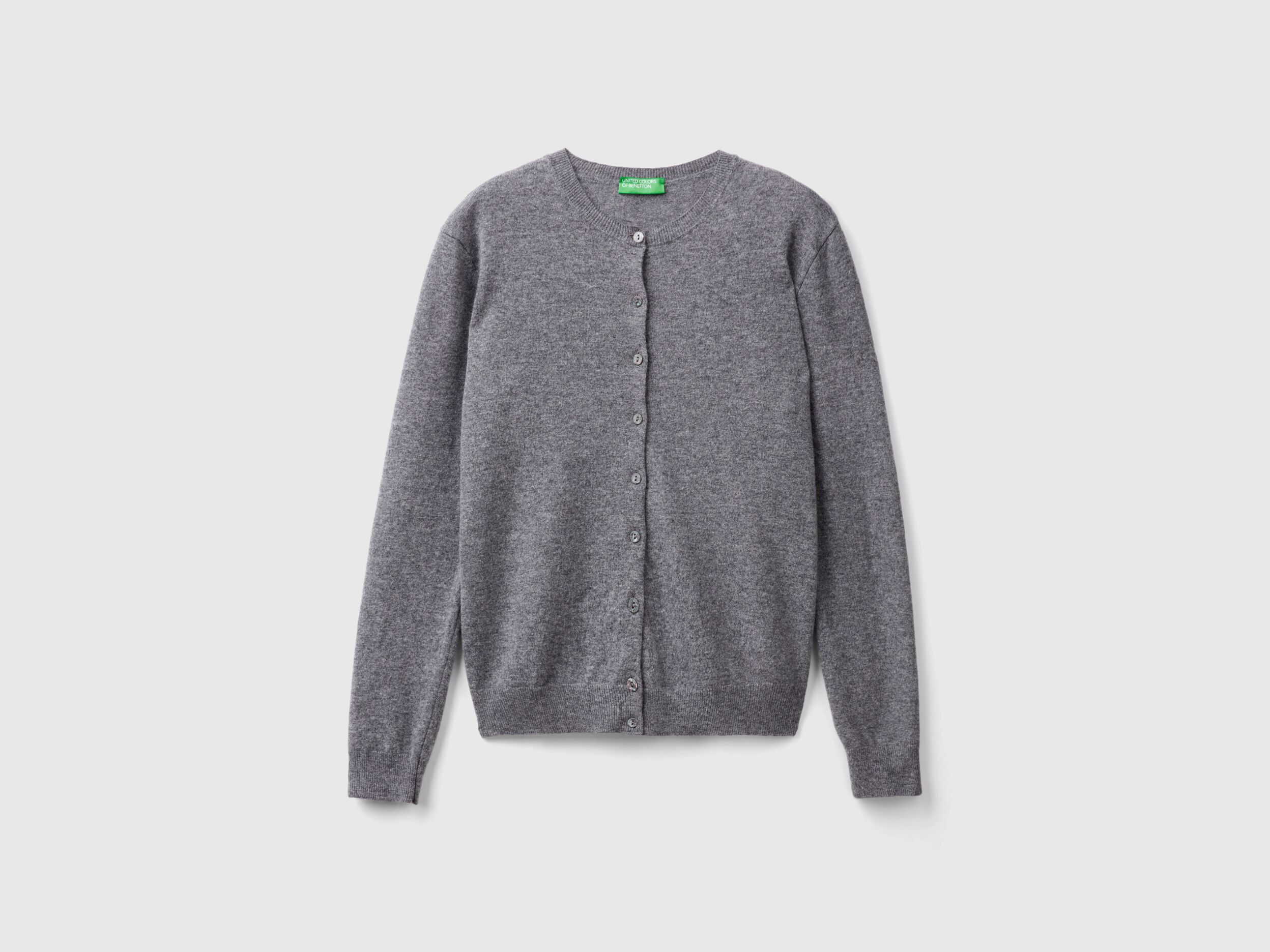 Grey round neck cardigan hot sale