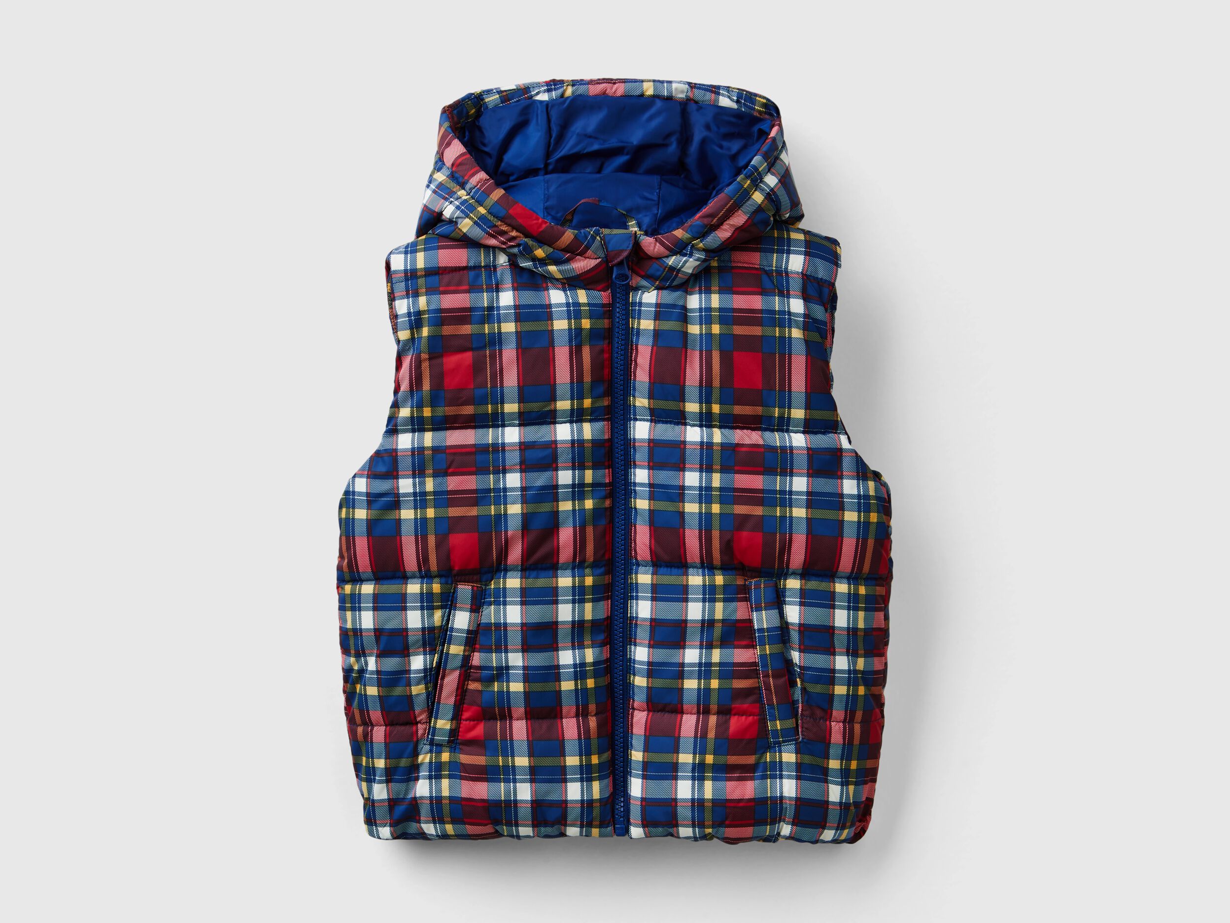 Tartan puffer vest on sale