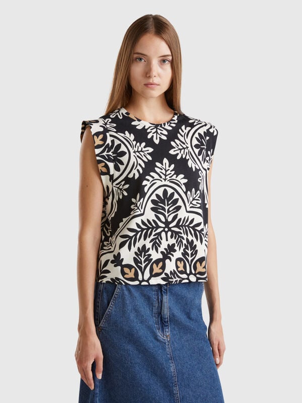 Top floral de 100 % algodón Mujer