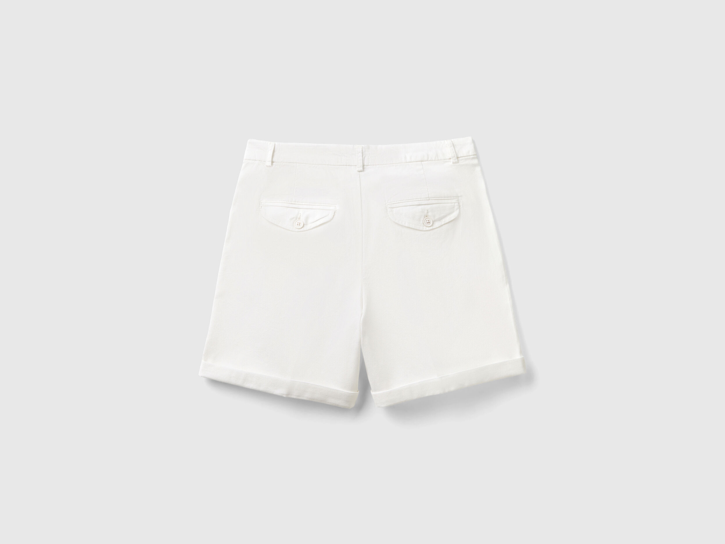 Benetton Stretch Cotton Bermudas Size White Women