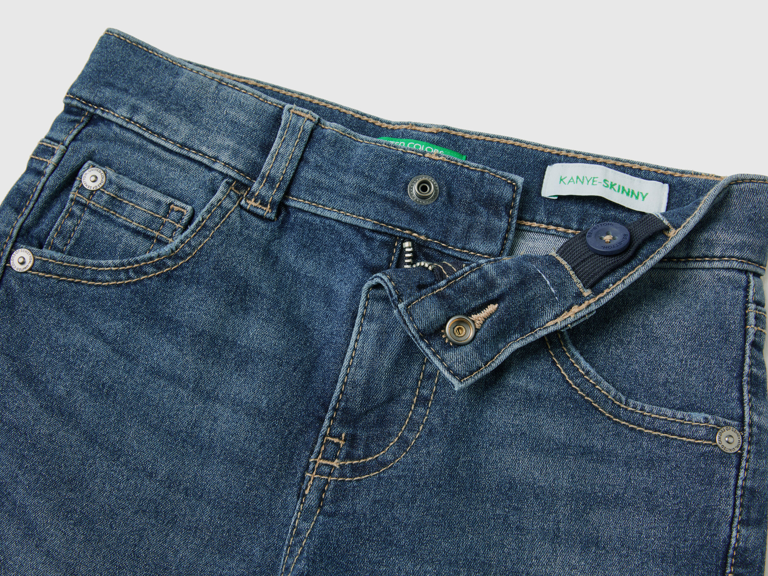 Vintage look skinny fit jeans Dark Blue Benetton