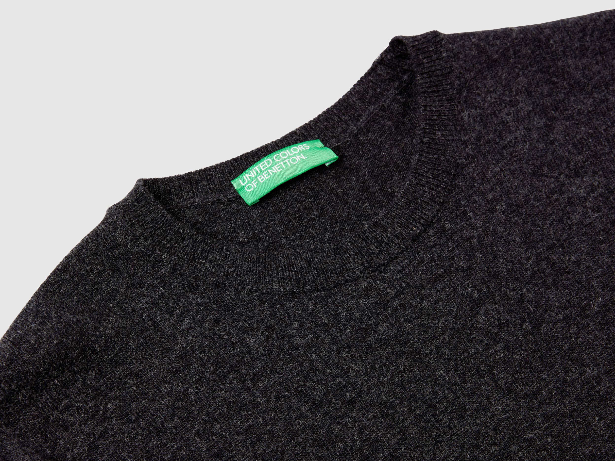 Charcoal gray crew neck sweater in pure Merino wool - Dark Charcoal gray crew neck sweater in pure Merino wool - Dark