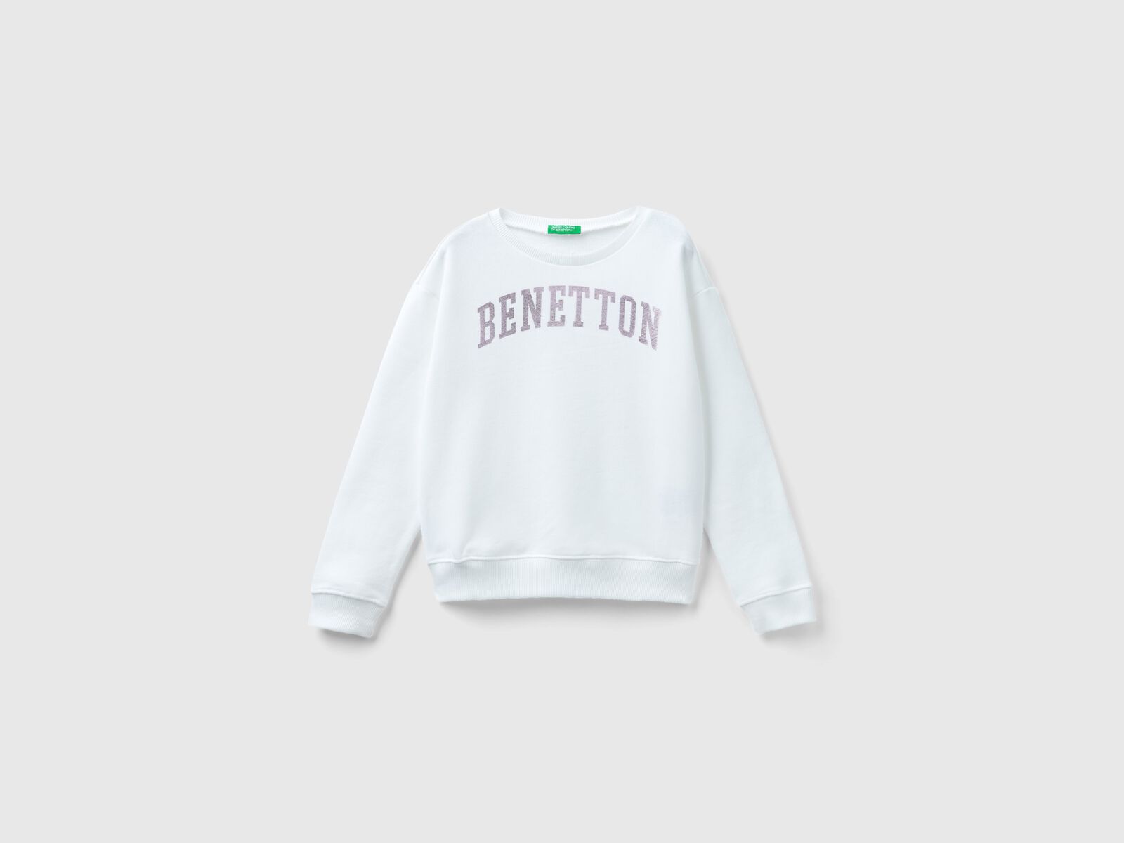100% cotton sweatshirt with logo - White | Benetton
