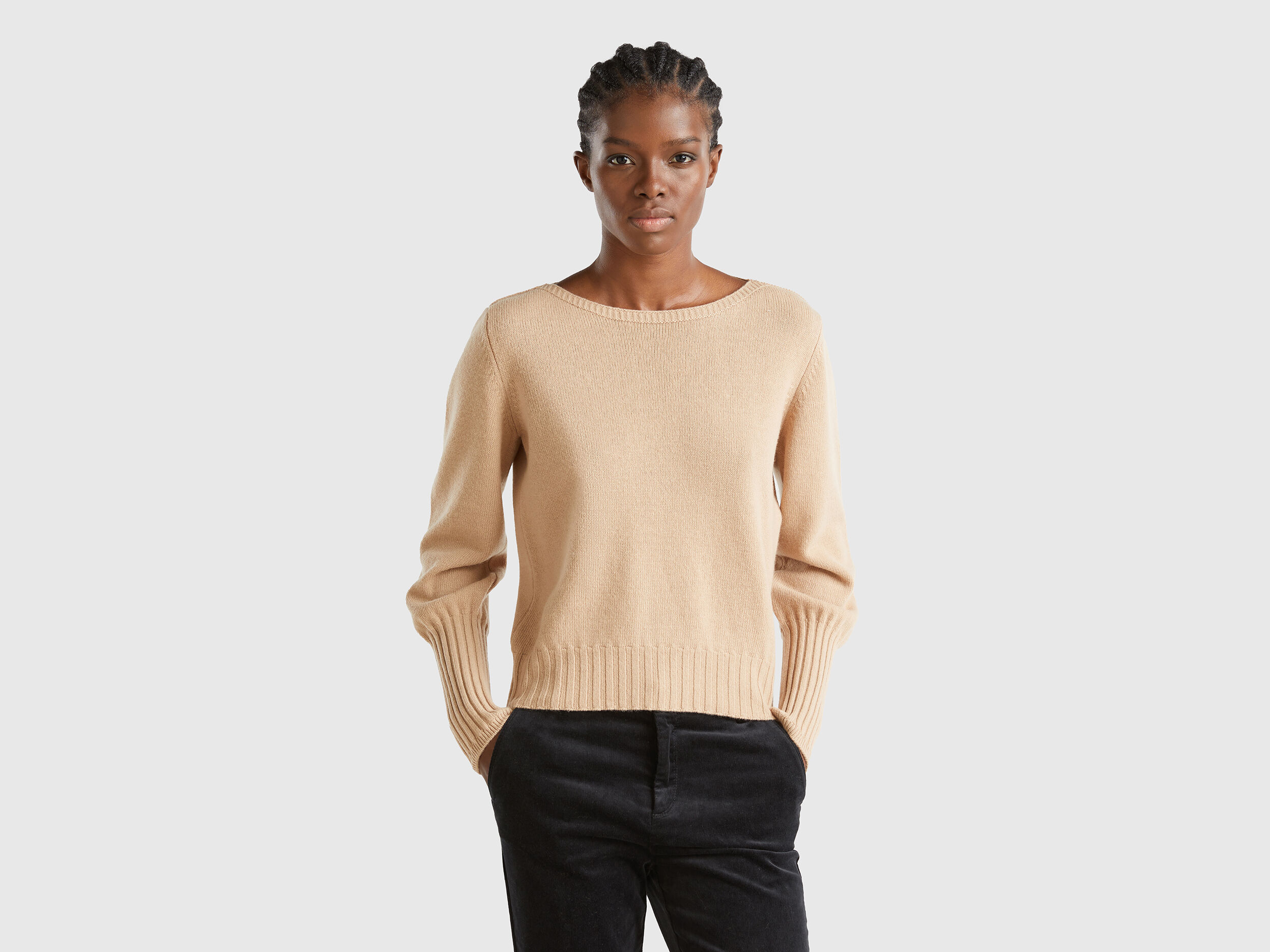 Wide neck sweater women's on sale