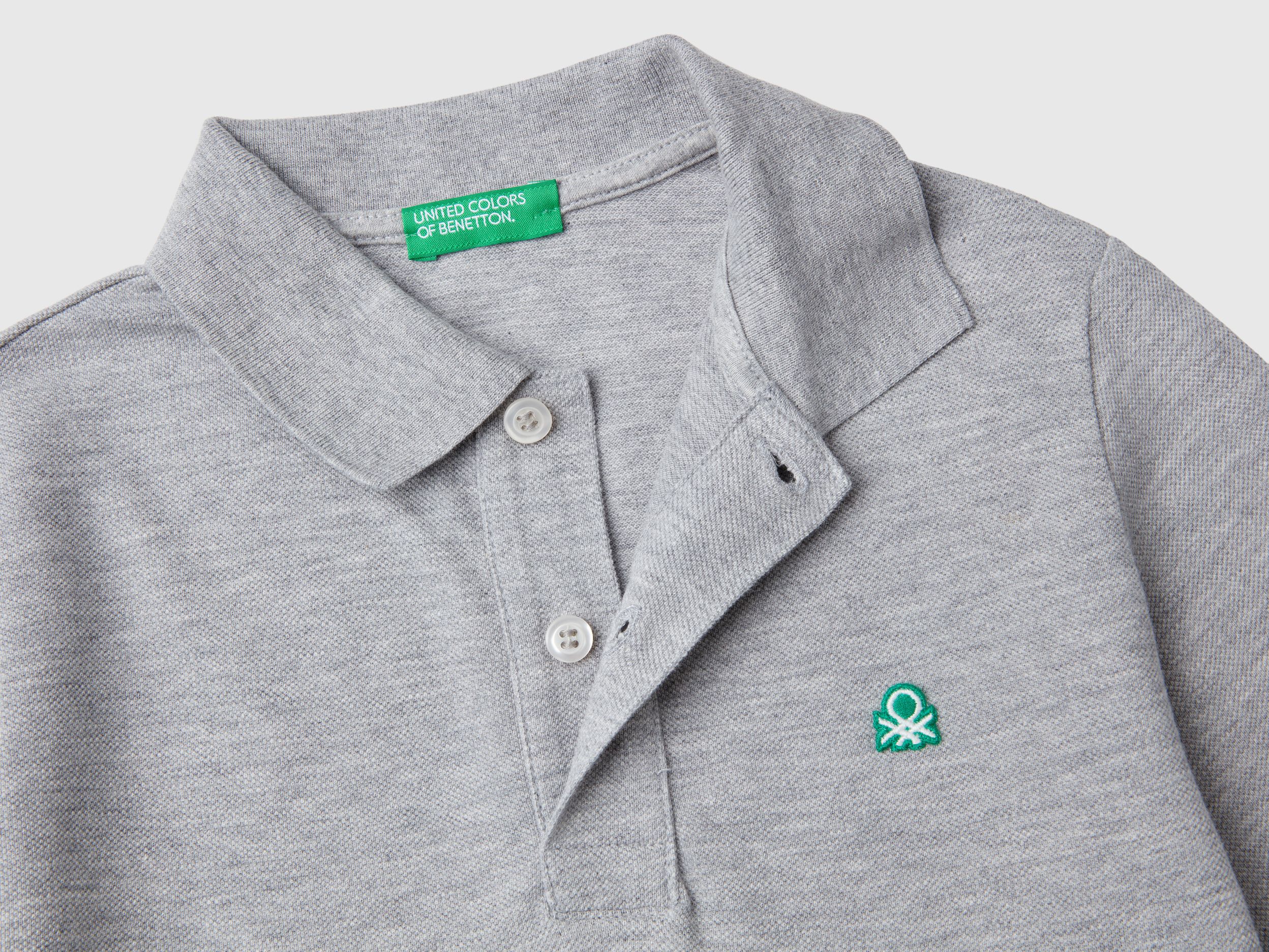 【セール】 sleeve long cotton organic 100% polo Benetton | Gray Light - 小物