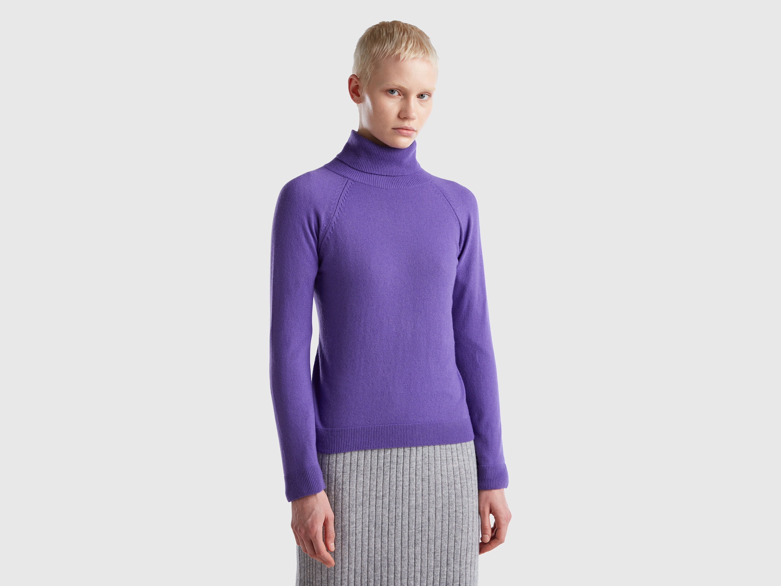 Purple turtleneck in cashmere and wool blend Violet Benetton