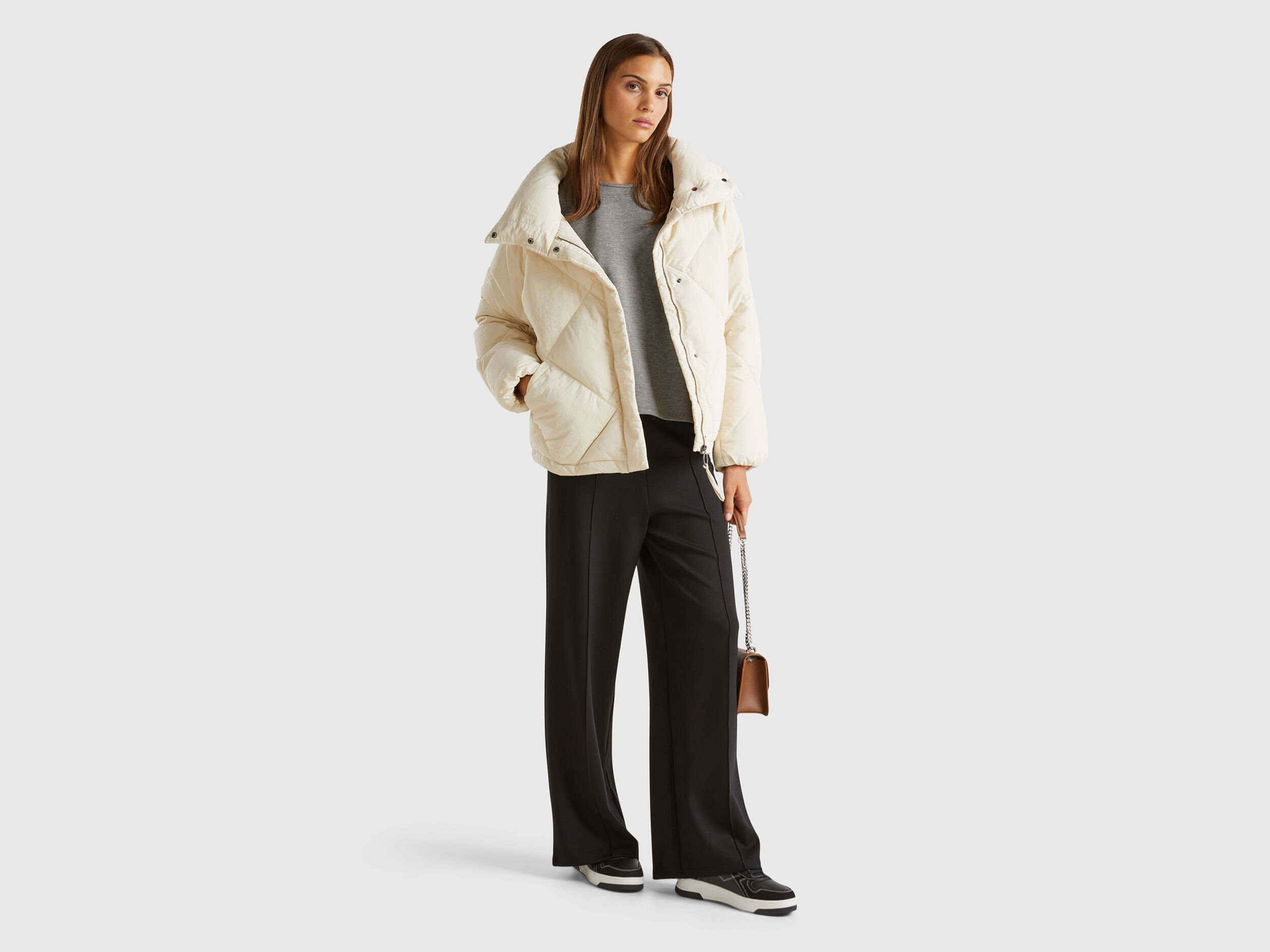 グランドセイコー セール - down recycled genuine in jacket puffer collar High Beige Benetton | ジャケット・アウター