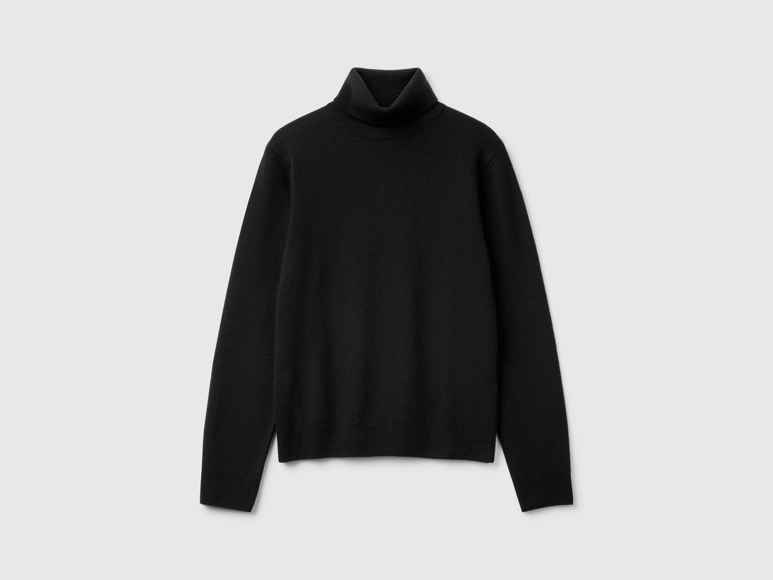 Black turtleneck sweater in pure Merino wool - Black | Benetton