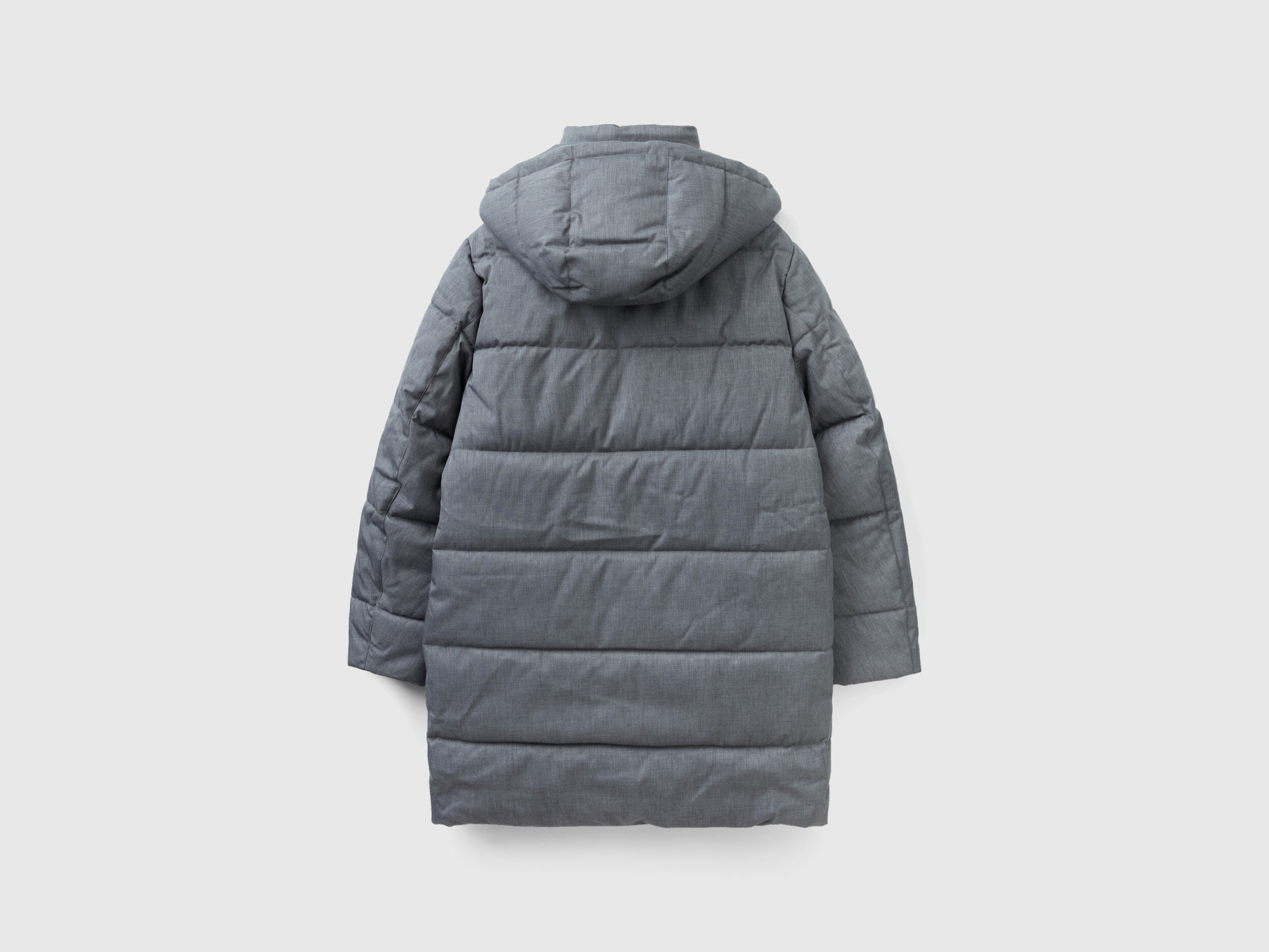 Long padded jacket with removable hood Gray Benetton