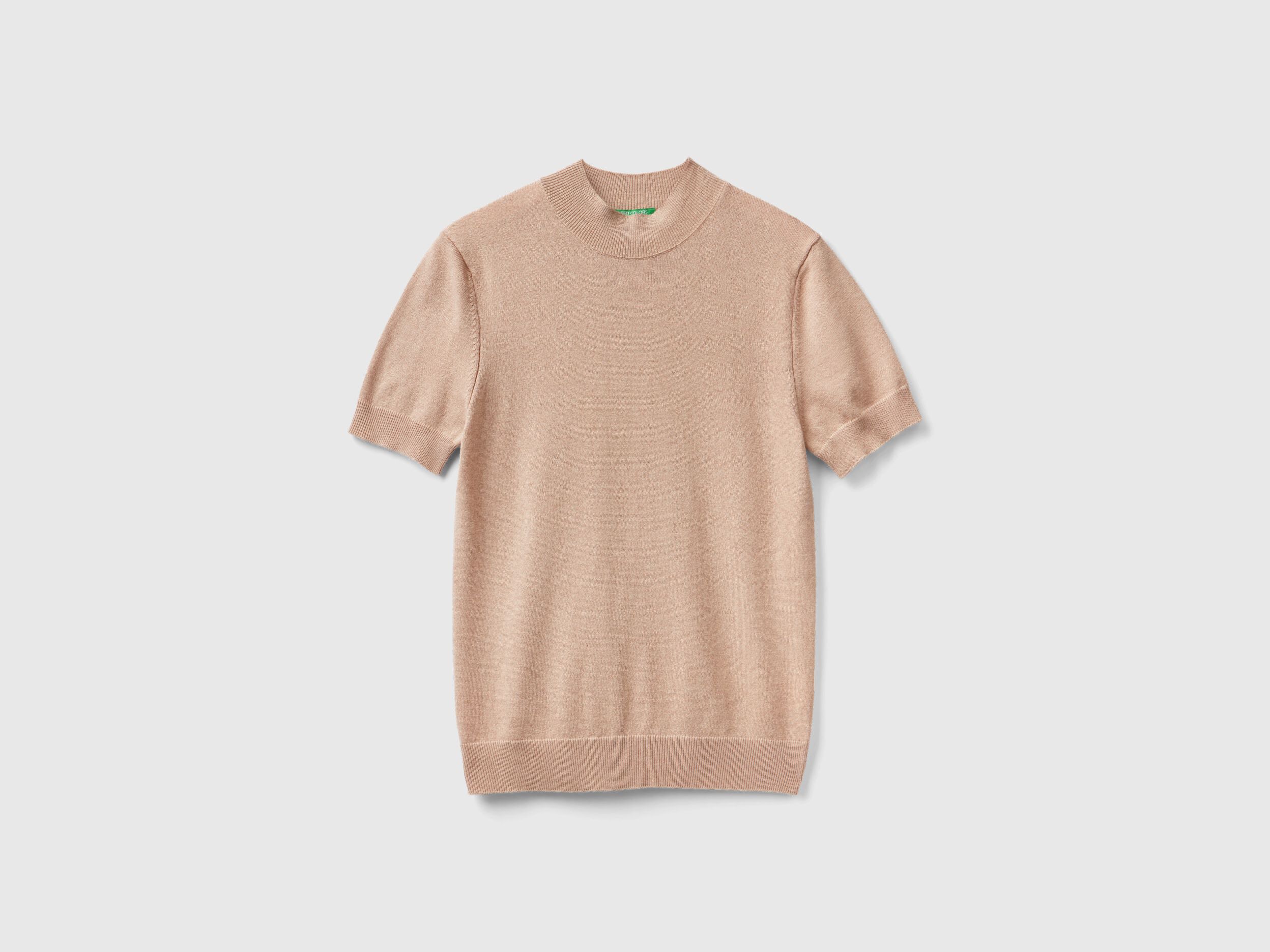 Beige short sleeve sweater in cashmere blend Beige Benetton