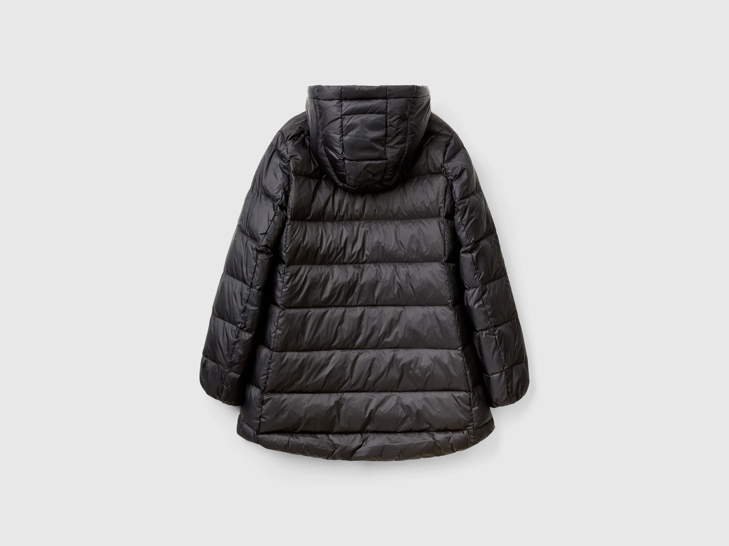 Long puffer jacket with recycled down Black Benetton