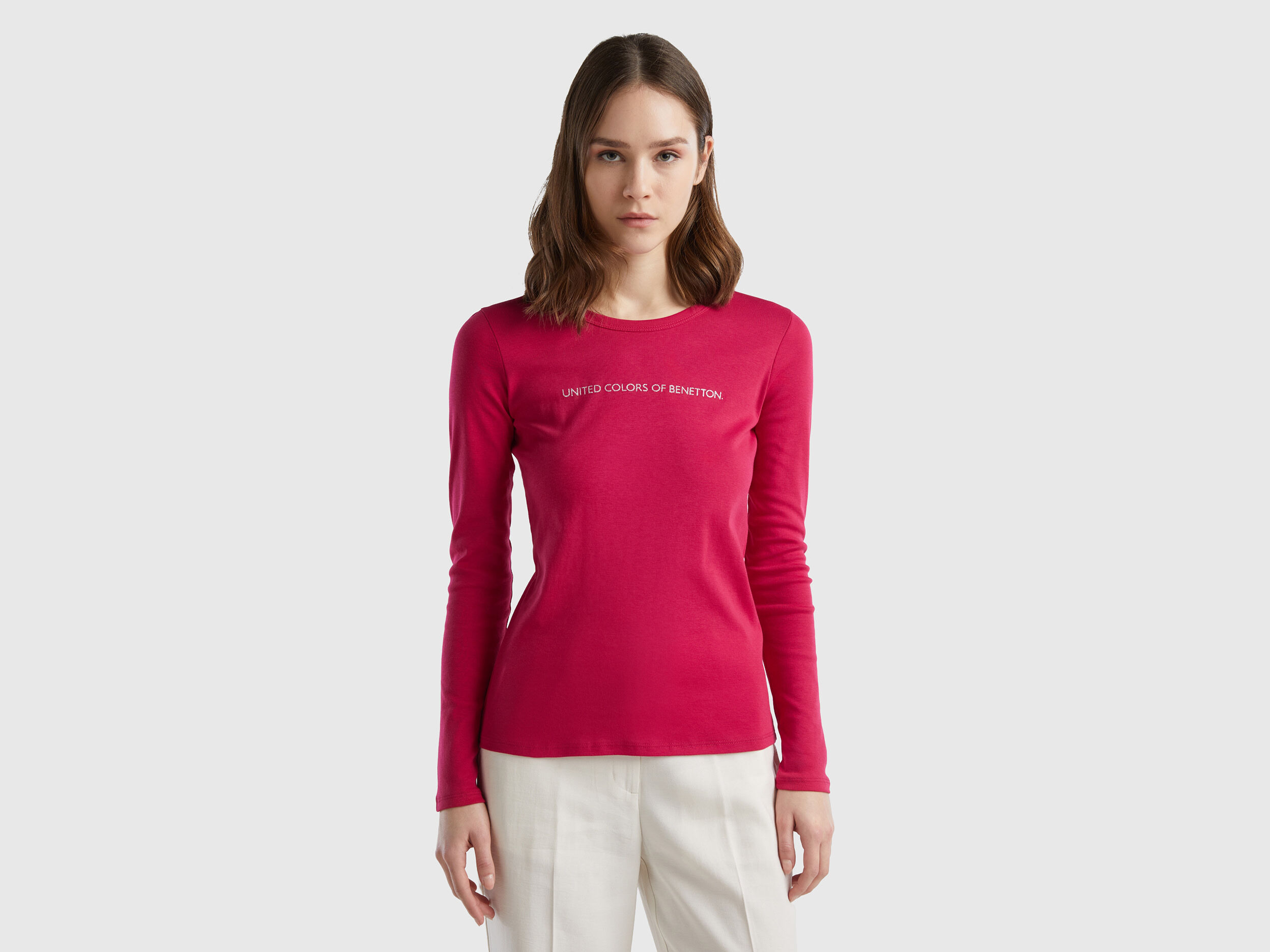 Cherry red 100 cotton long sleeve t shirt