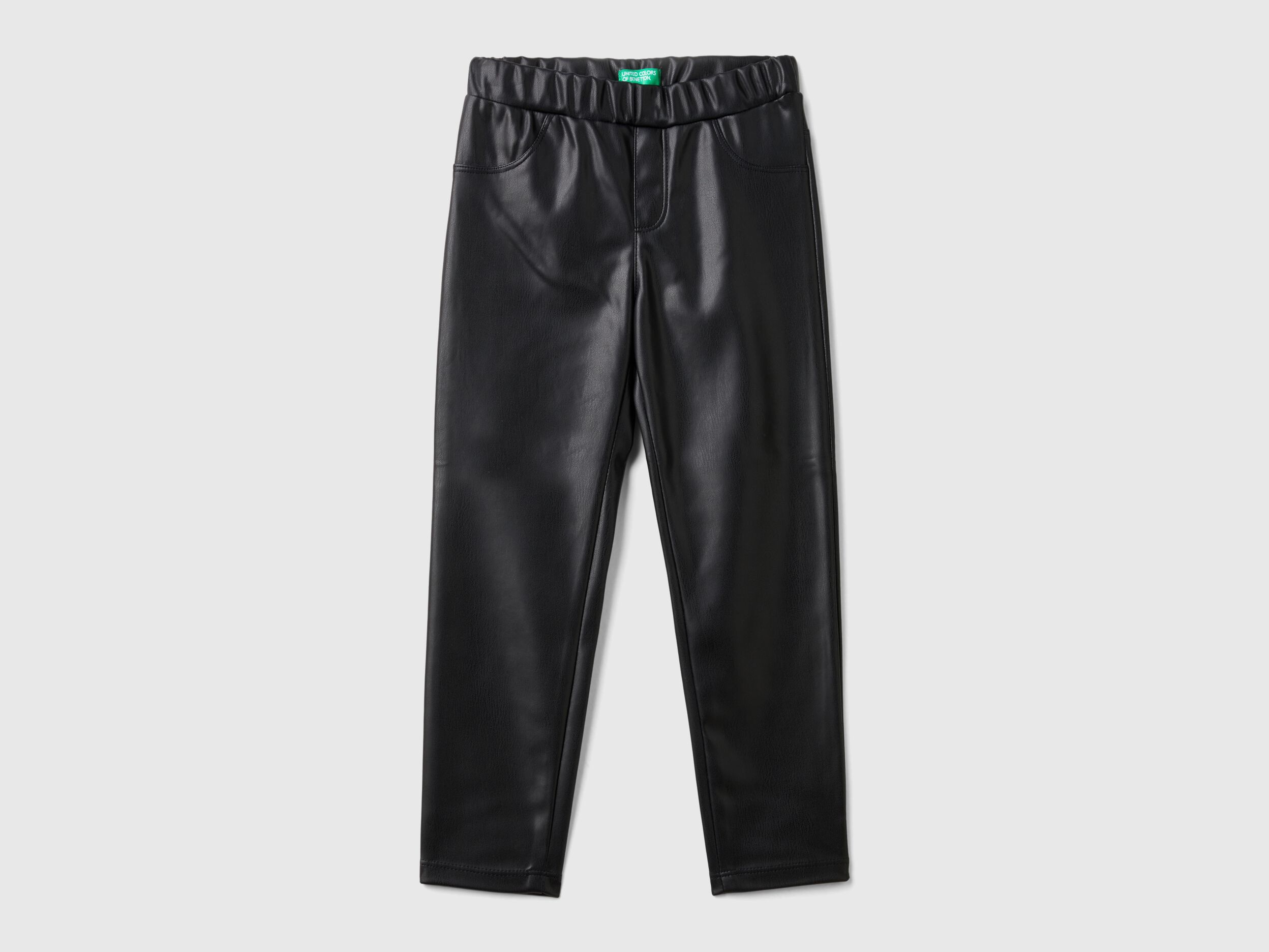 Slim fit trousers in imitation leather fabric