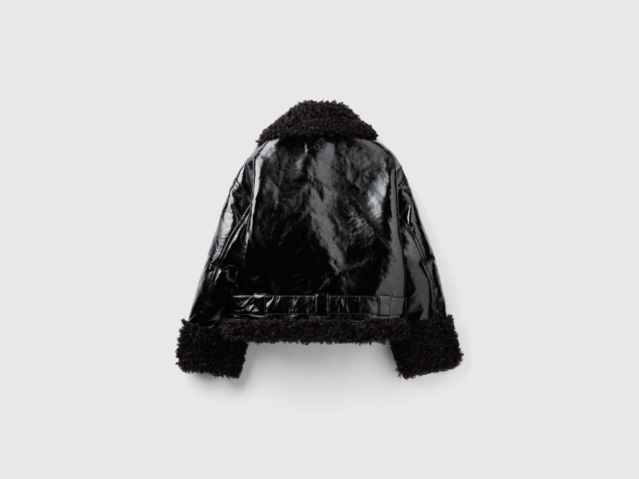 Black faux fur sales trim biker jacket