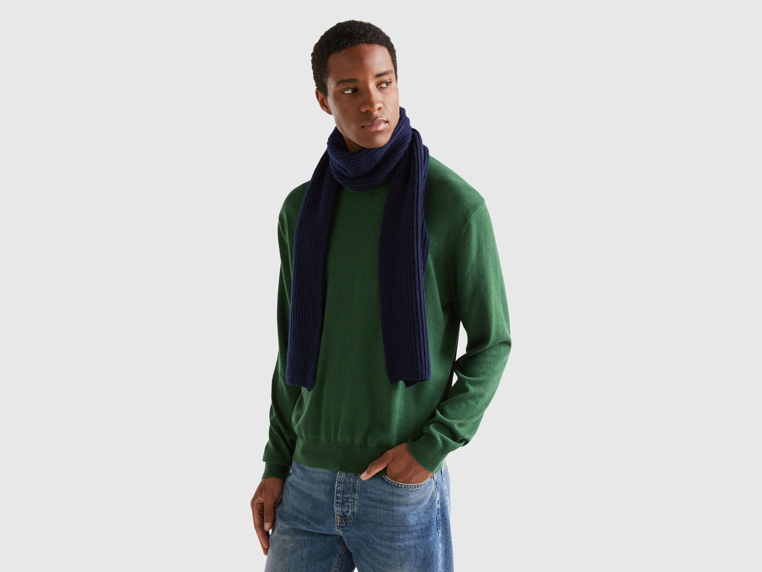 Pure virgin wool scarf - Dark Blue | Benetton Pure virgin wool scarf - Dark Blue | Benetton