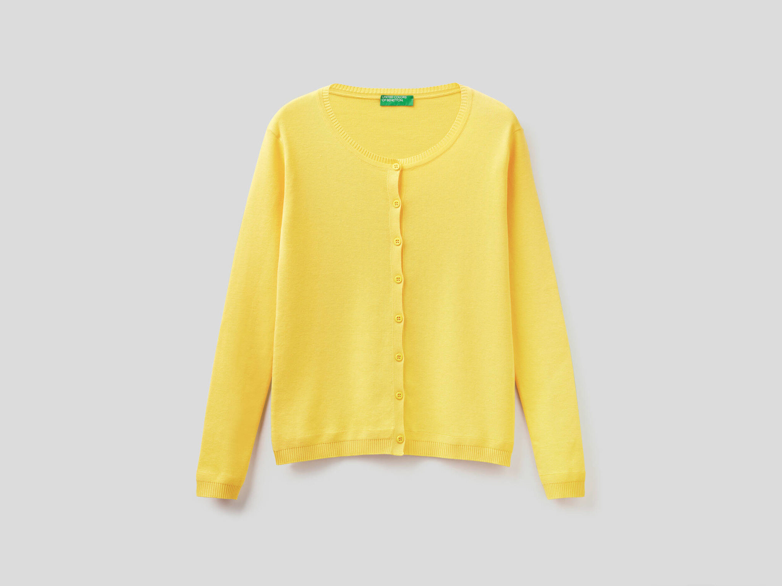 Pure cotton crew neck cardigan