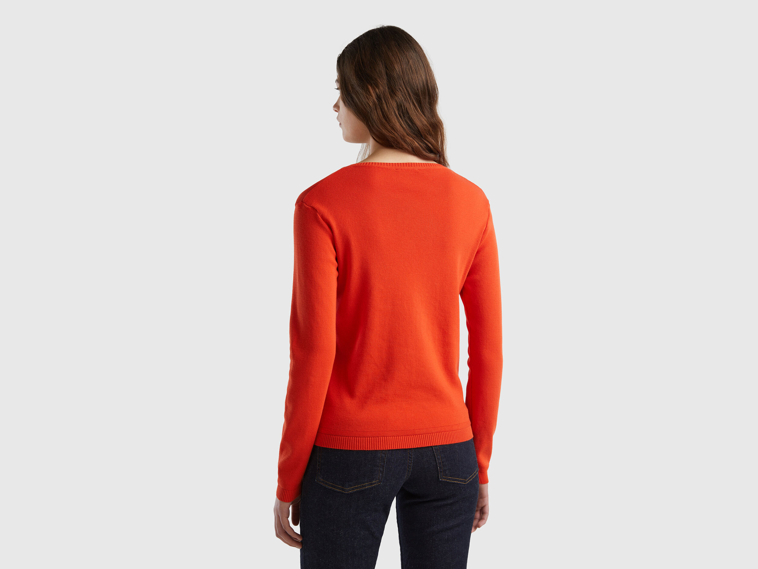 Orange crew neck sweater women's shop