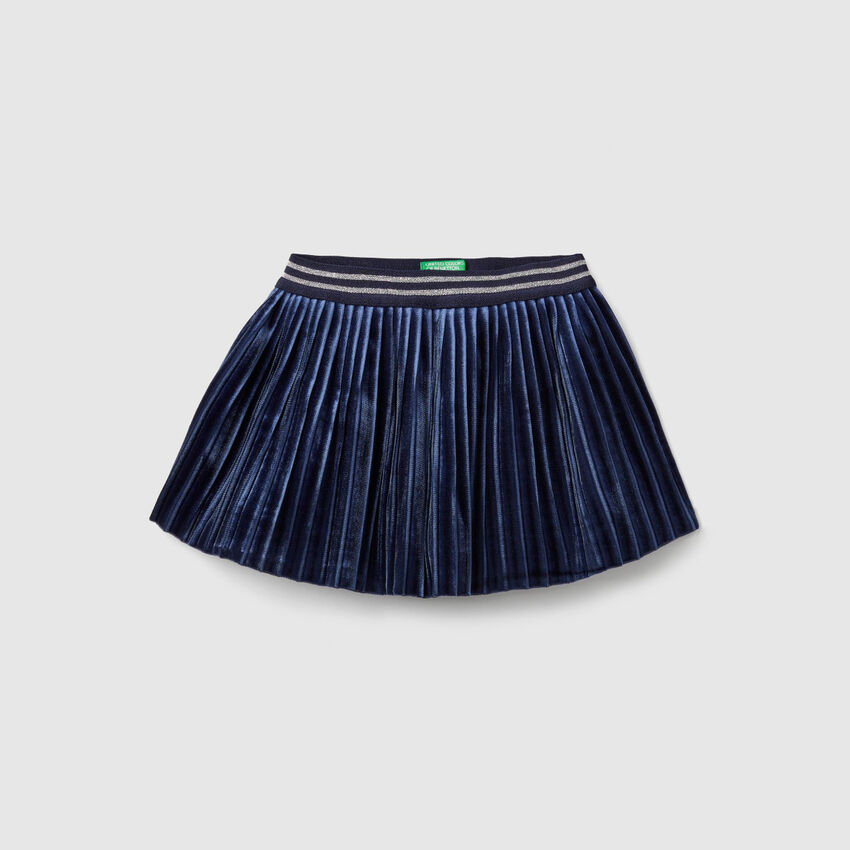 Pleated chenille skirt