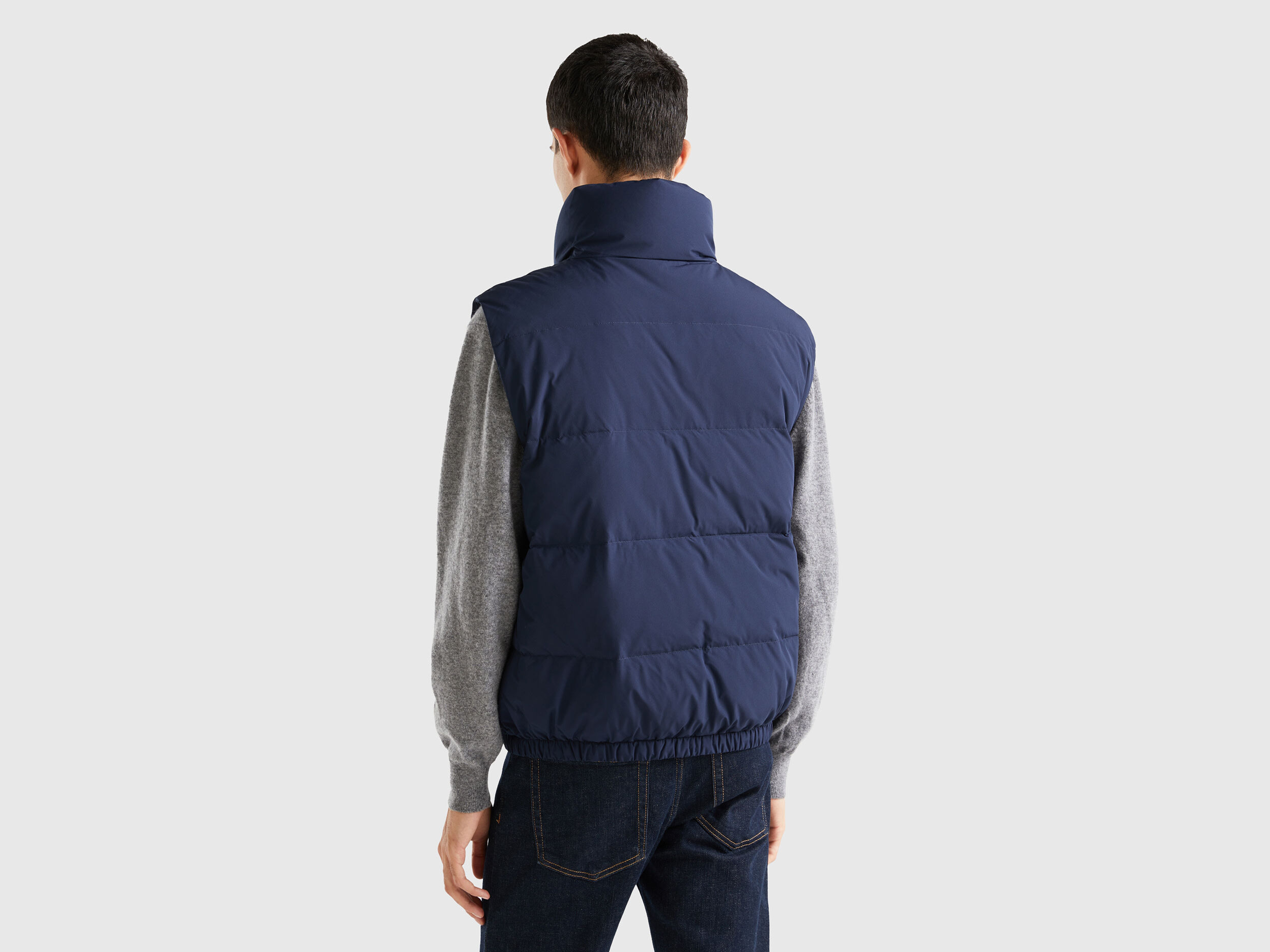 Sleeveless padded jacket with recycled down