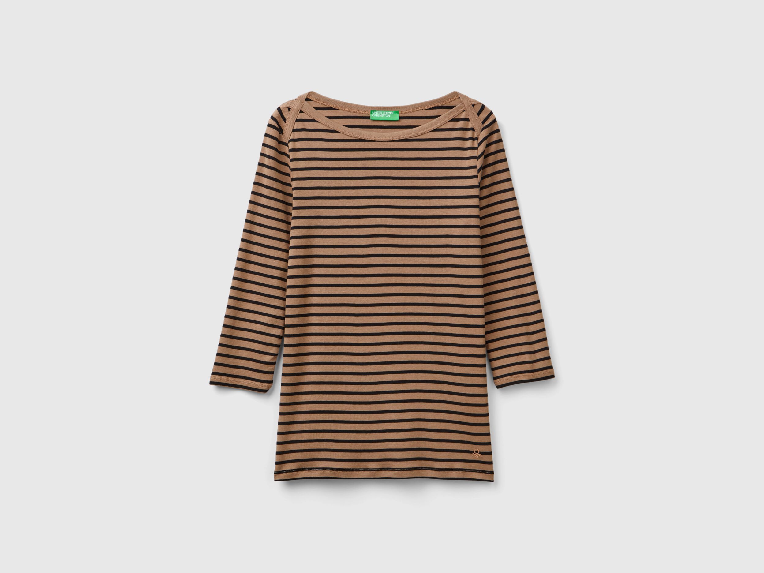 Striped 3/4 sleeve t-shirt in pure cotton