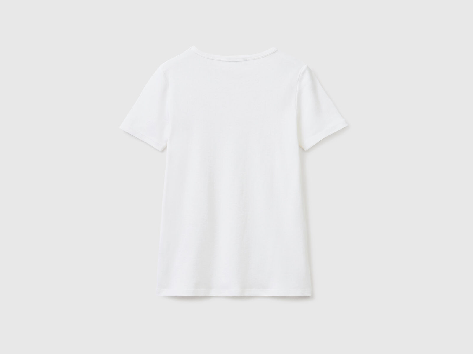 T-shirt in 100% cotton with glitter print logo - White | Benetton | T-Shirts