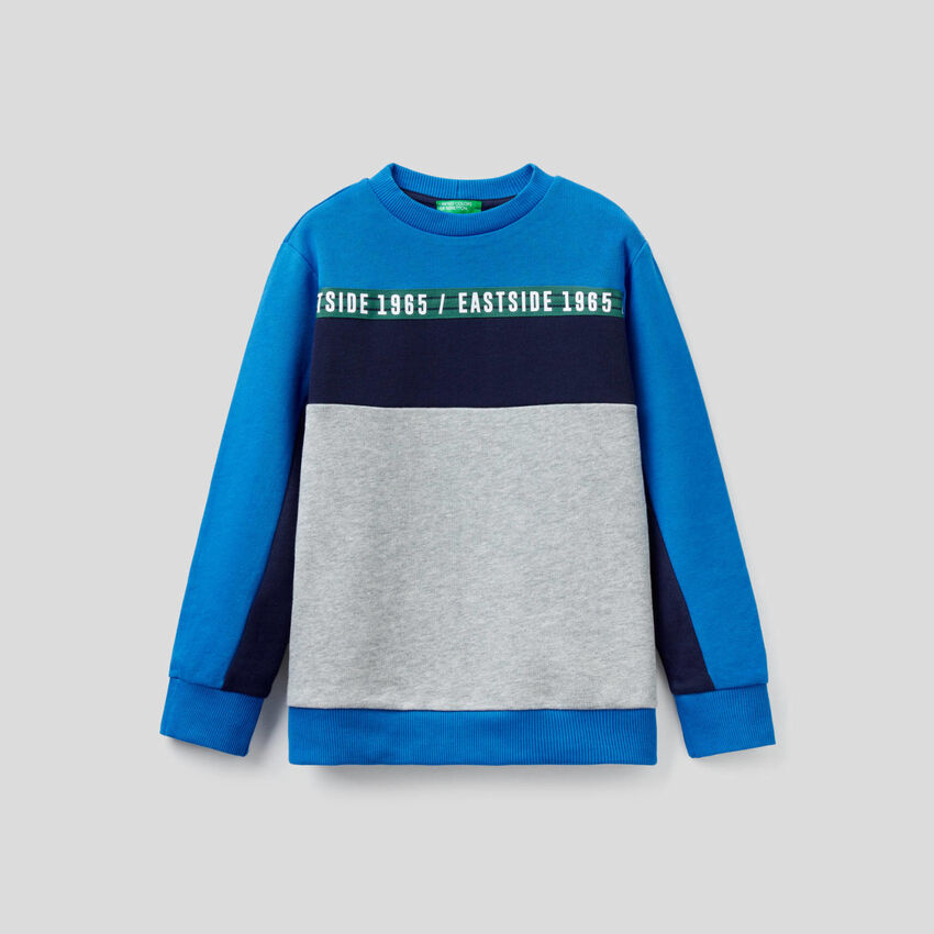Color block sweatshirt in 100% cotton