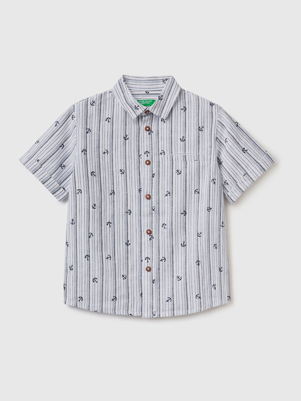 Patterned shirt in linen blend