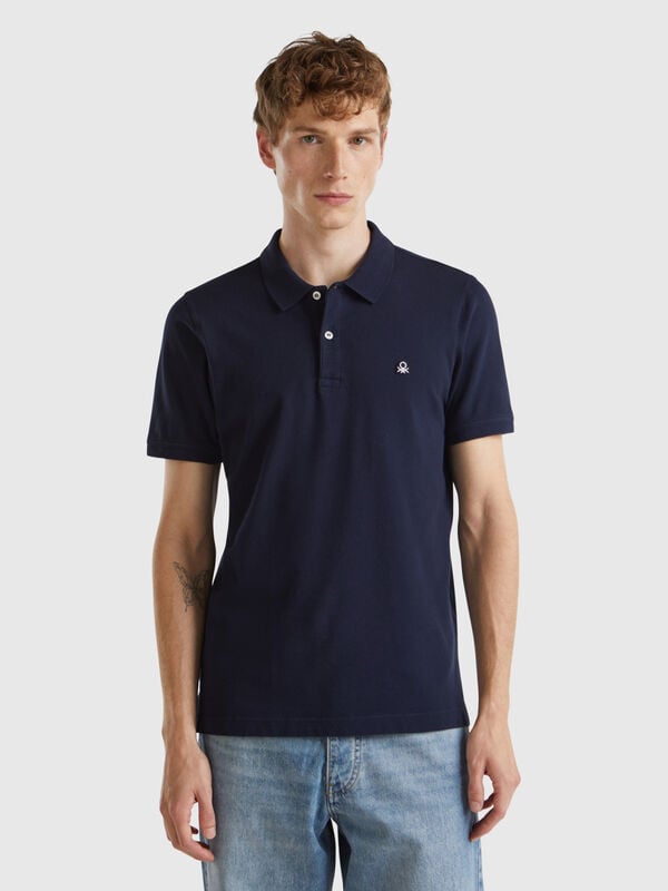 Polo azul oscuro slim fit Hombre