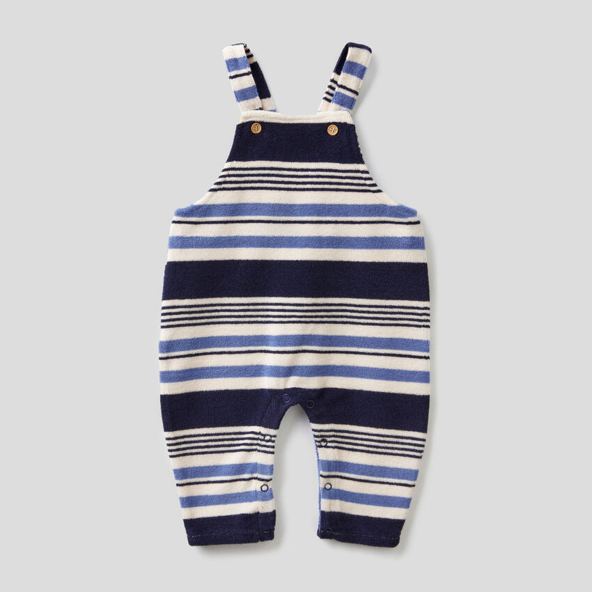 Striped terry dungarees