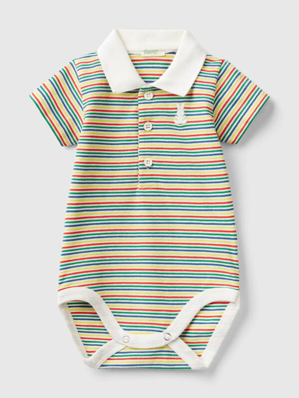 Polo bodysuit in stretch cotton New Born (0-18 months)