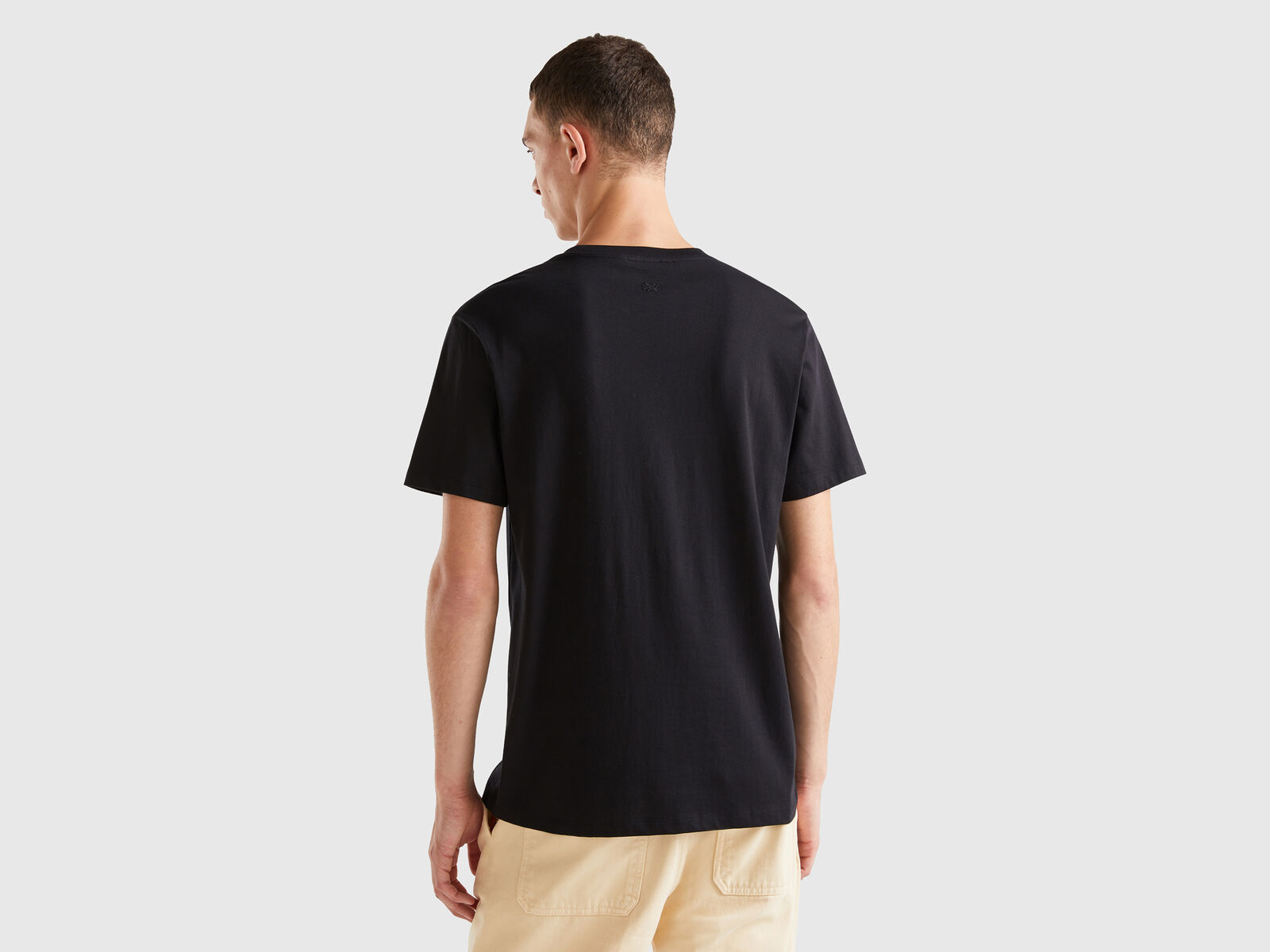 100% cotton t-shirt with print | Black - Benetton