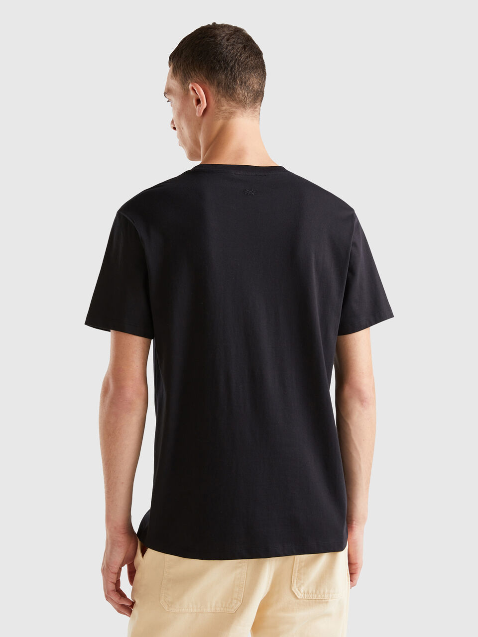 Black - t-shirt cotton Benetton 100% print | with