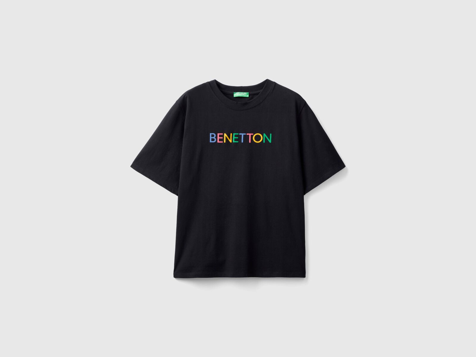 T-shirt with logo text - Benetton | Black