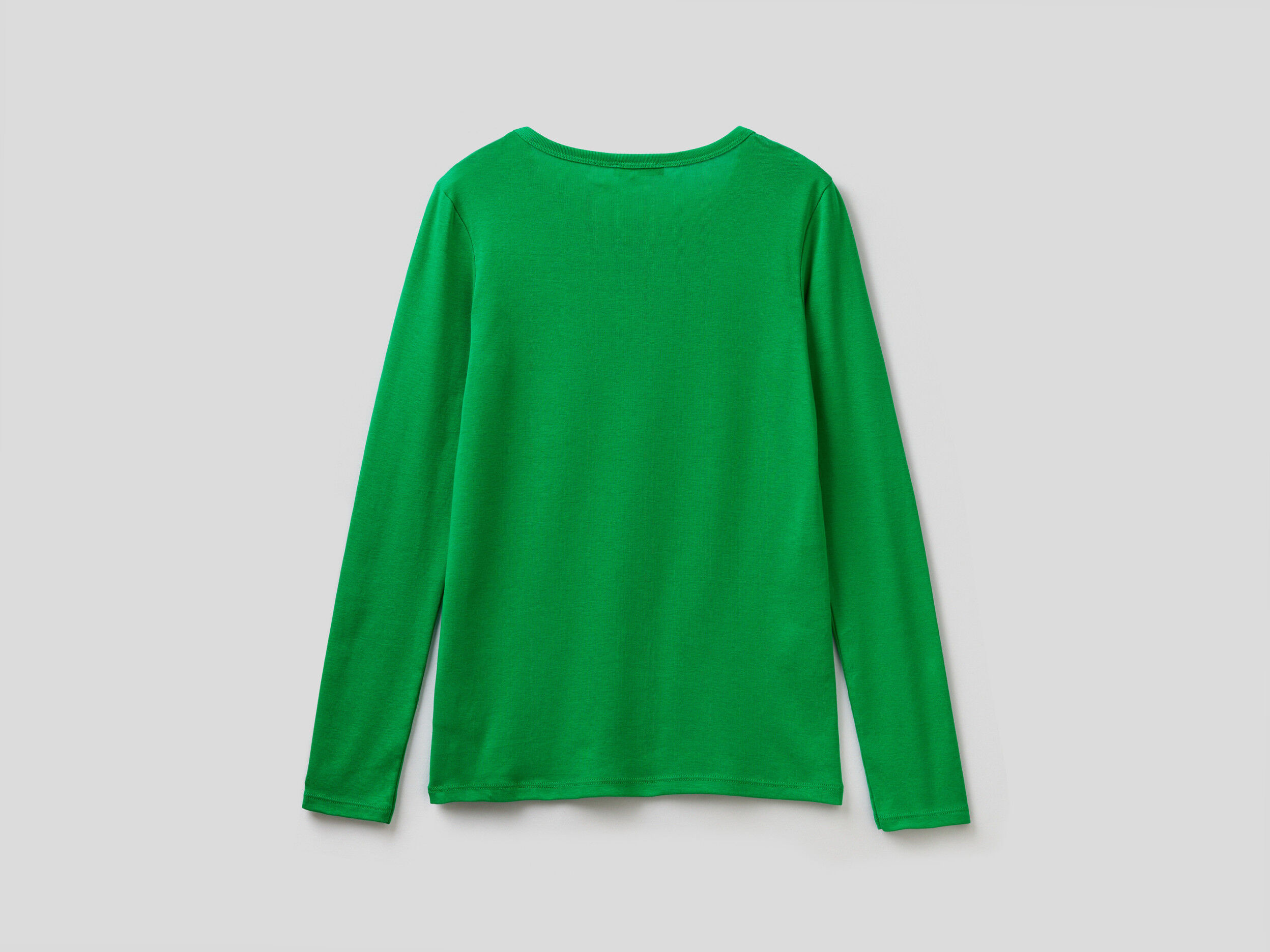 Long sleeve pure cotton t shirt Green Benetton