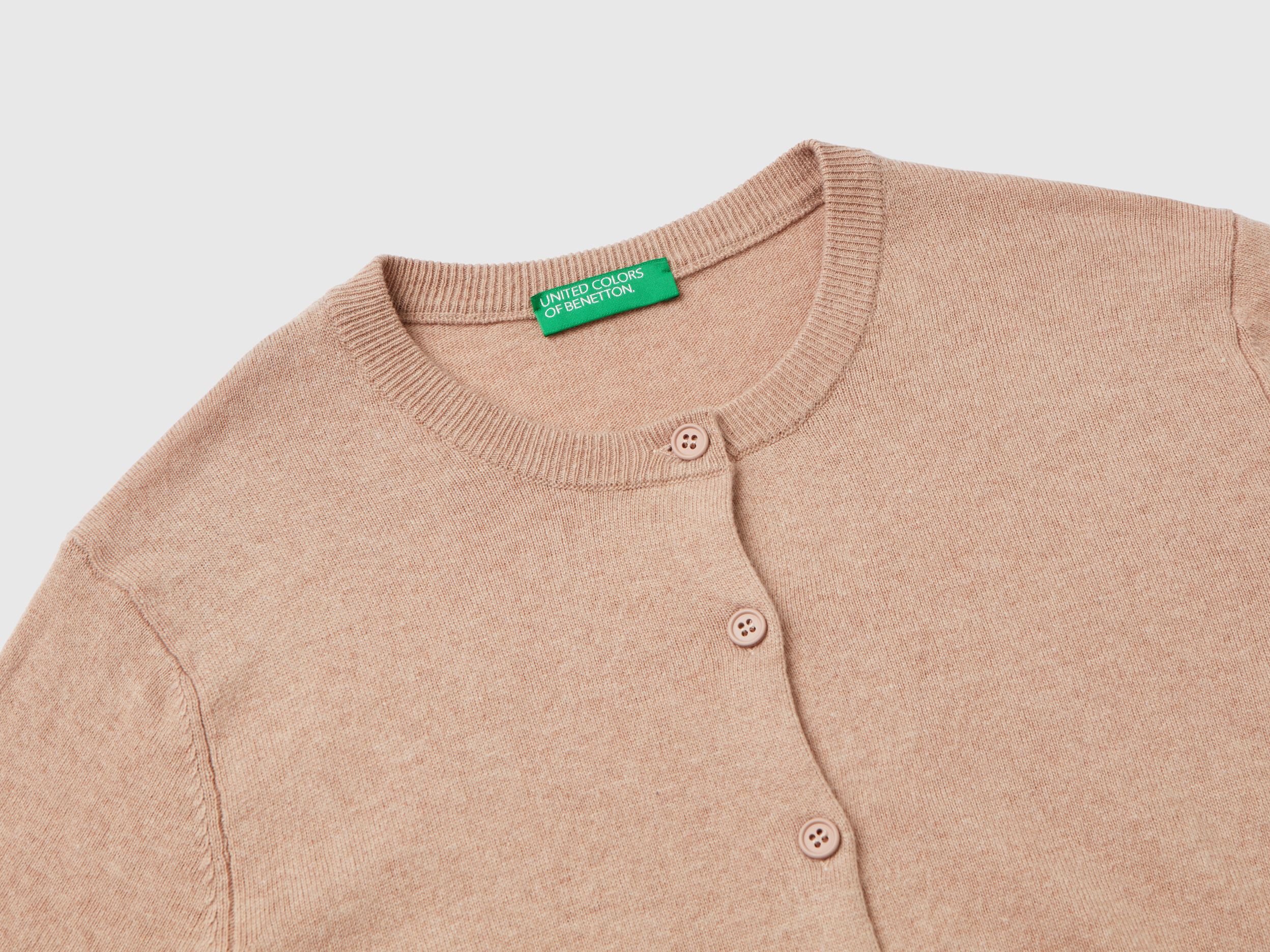 Beige cardigan in cashmere and wool blend Beige Benetton
