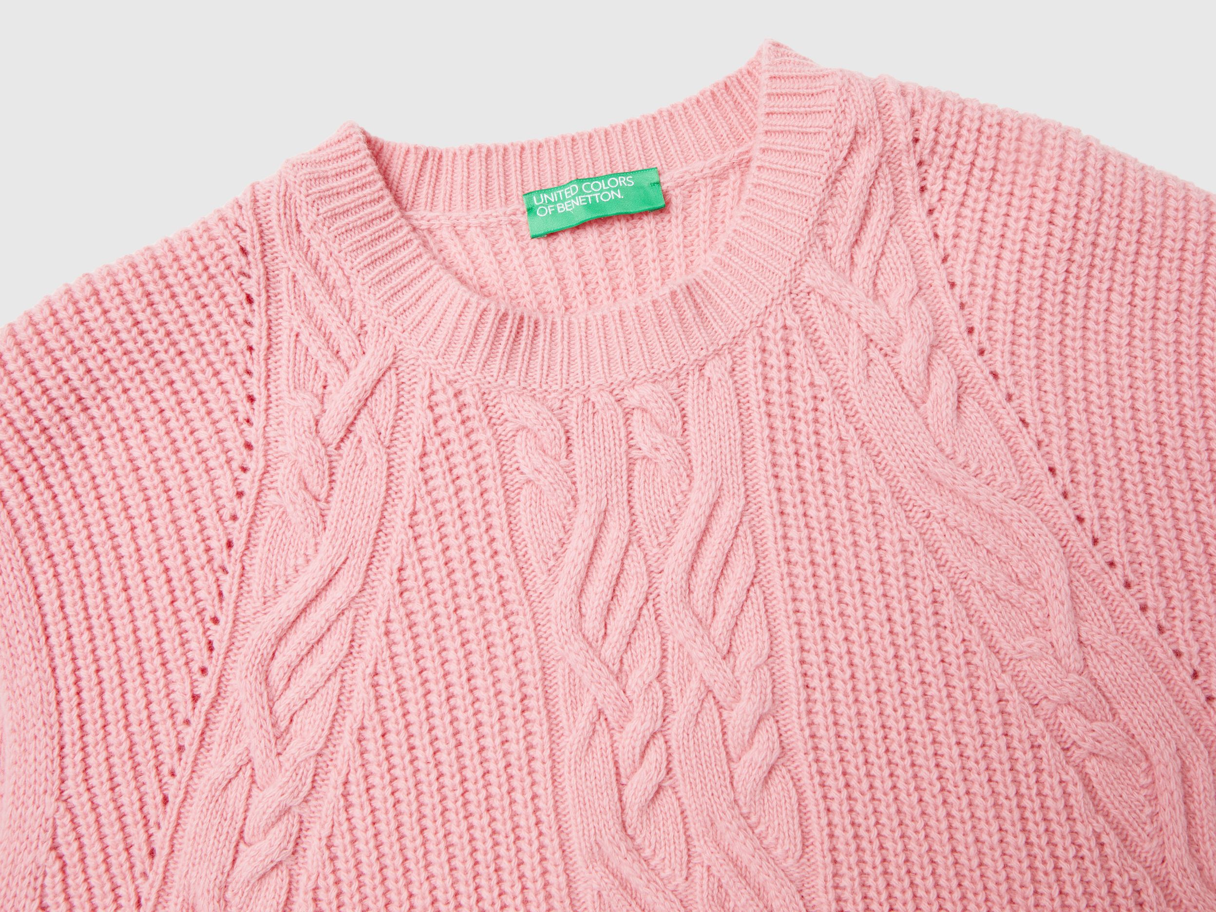 Vest with cable knit - Pink | Benetton