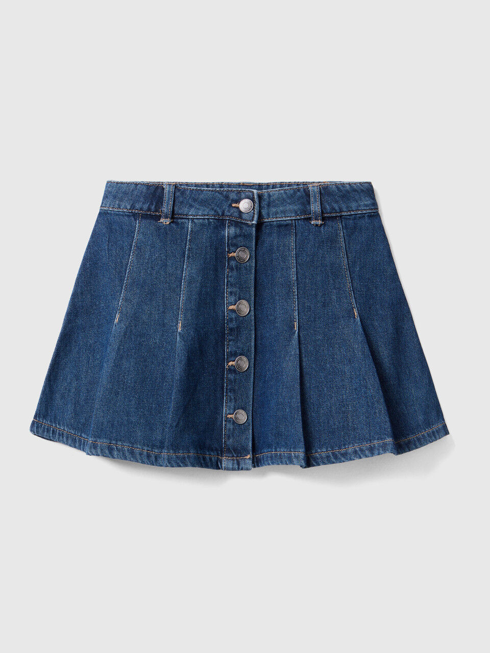 Denim mini skirt with pleats