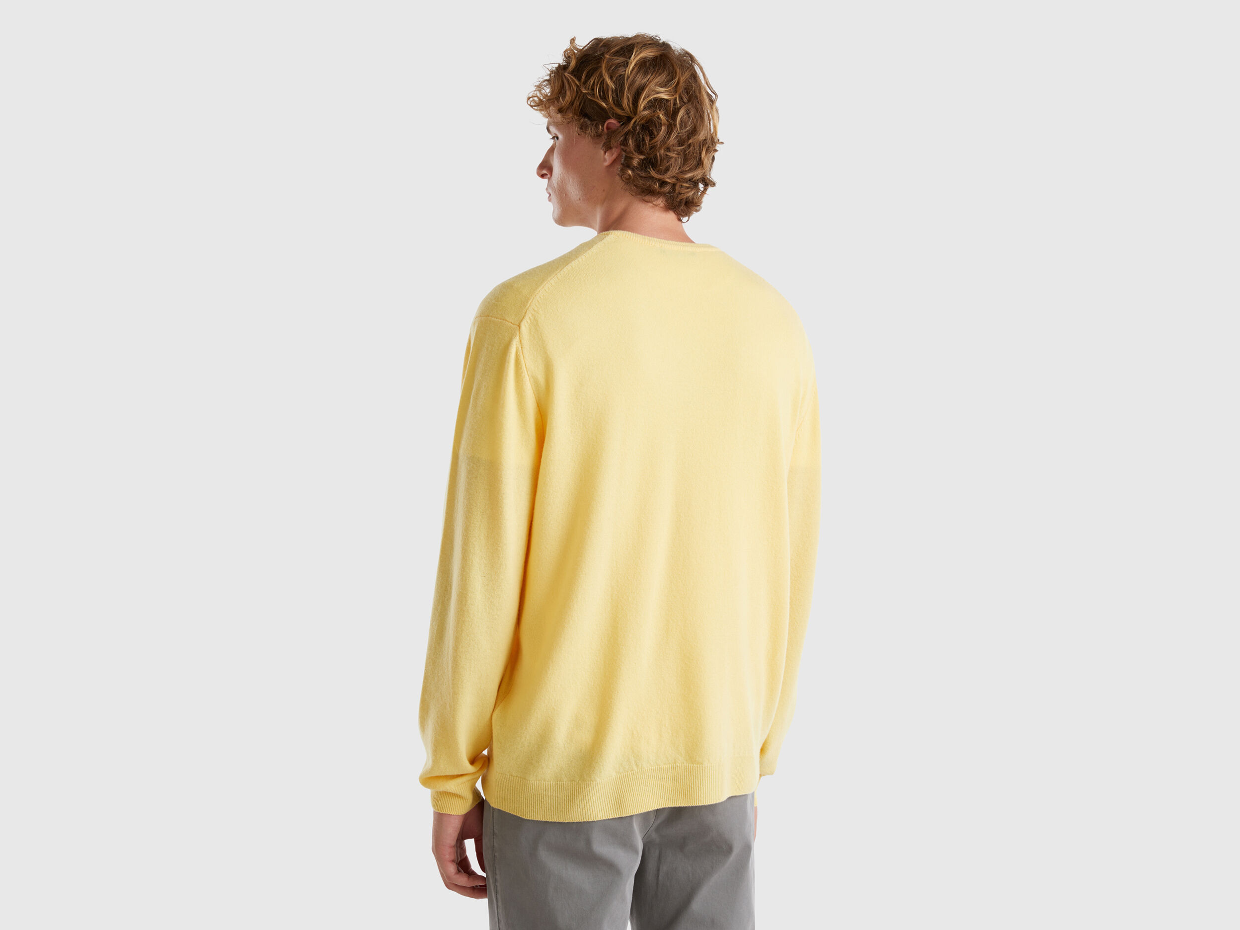 Yellow v neck sweater mens on sale