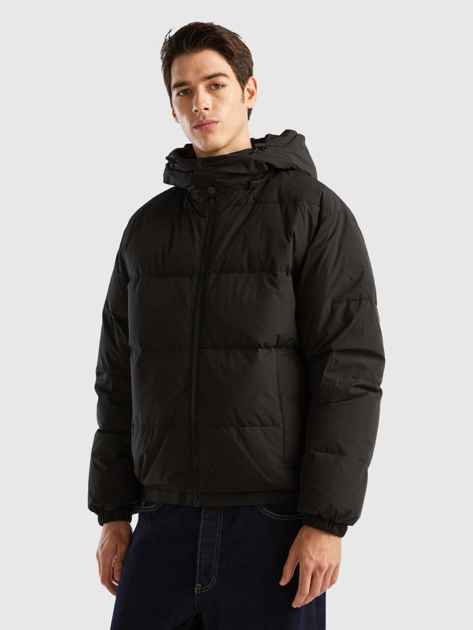 United Colors Of Benetton hooded puffer jacket in khaki | ASOS