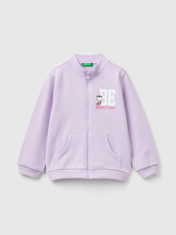 Hoodie with zip in organic cotton Junior Girl