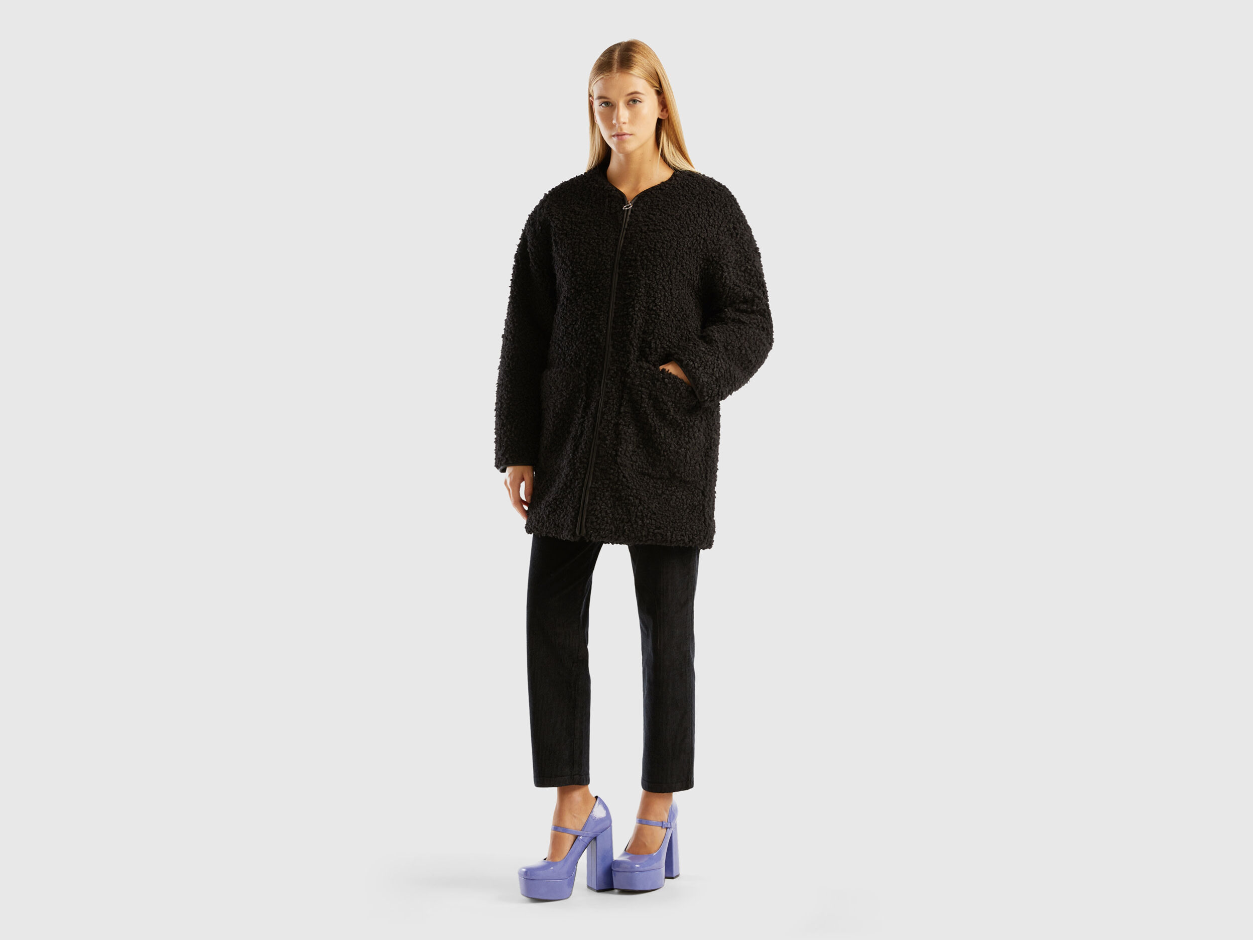 Hooded black hot sale teddy coat