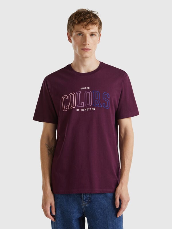 Plum organic cotton t-shirt with multicolor logo Men