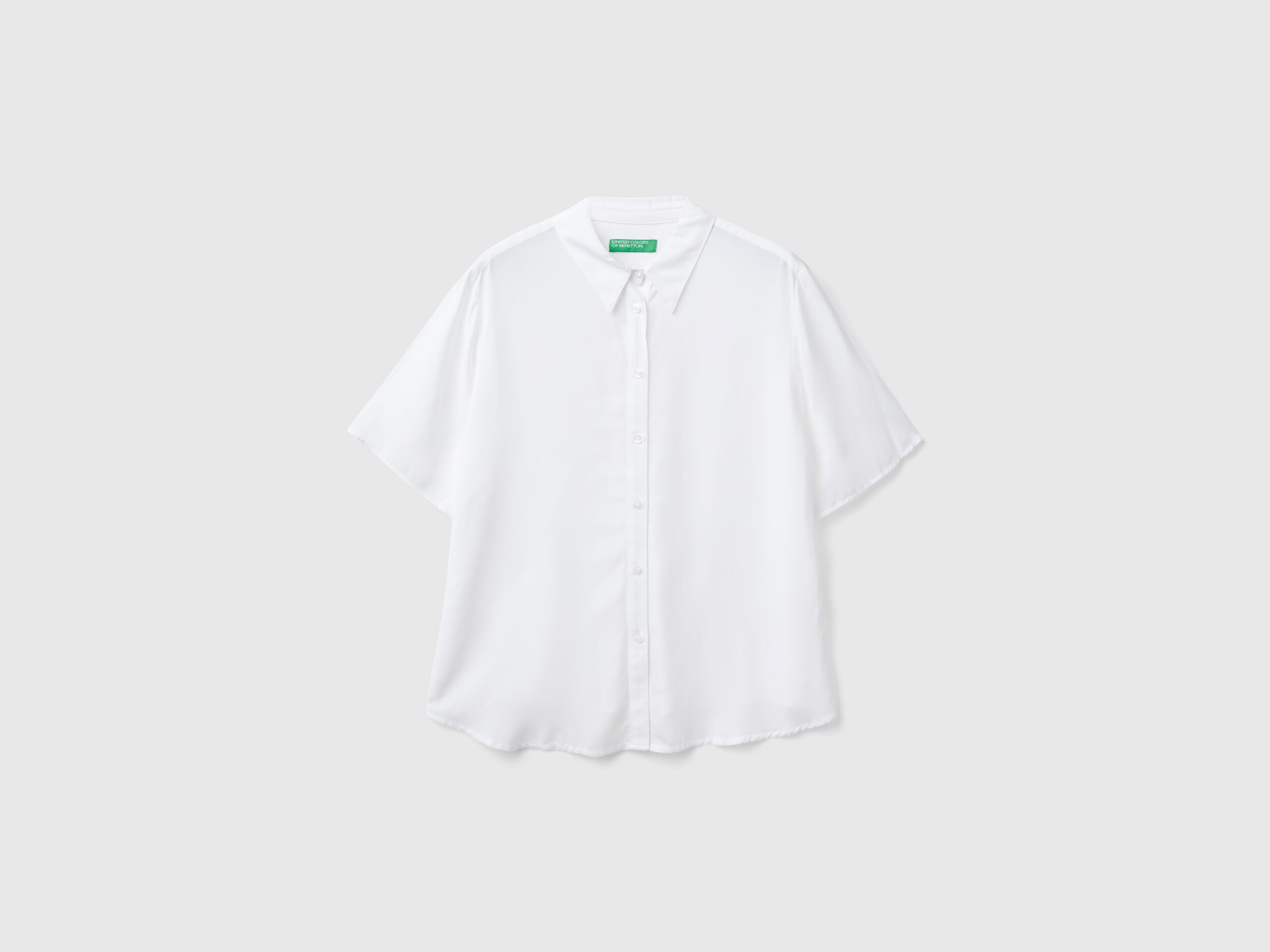 Camisa de manga francesa de viscosa Blanco Benetton