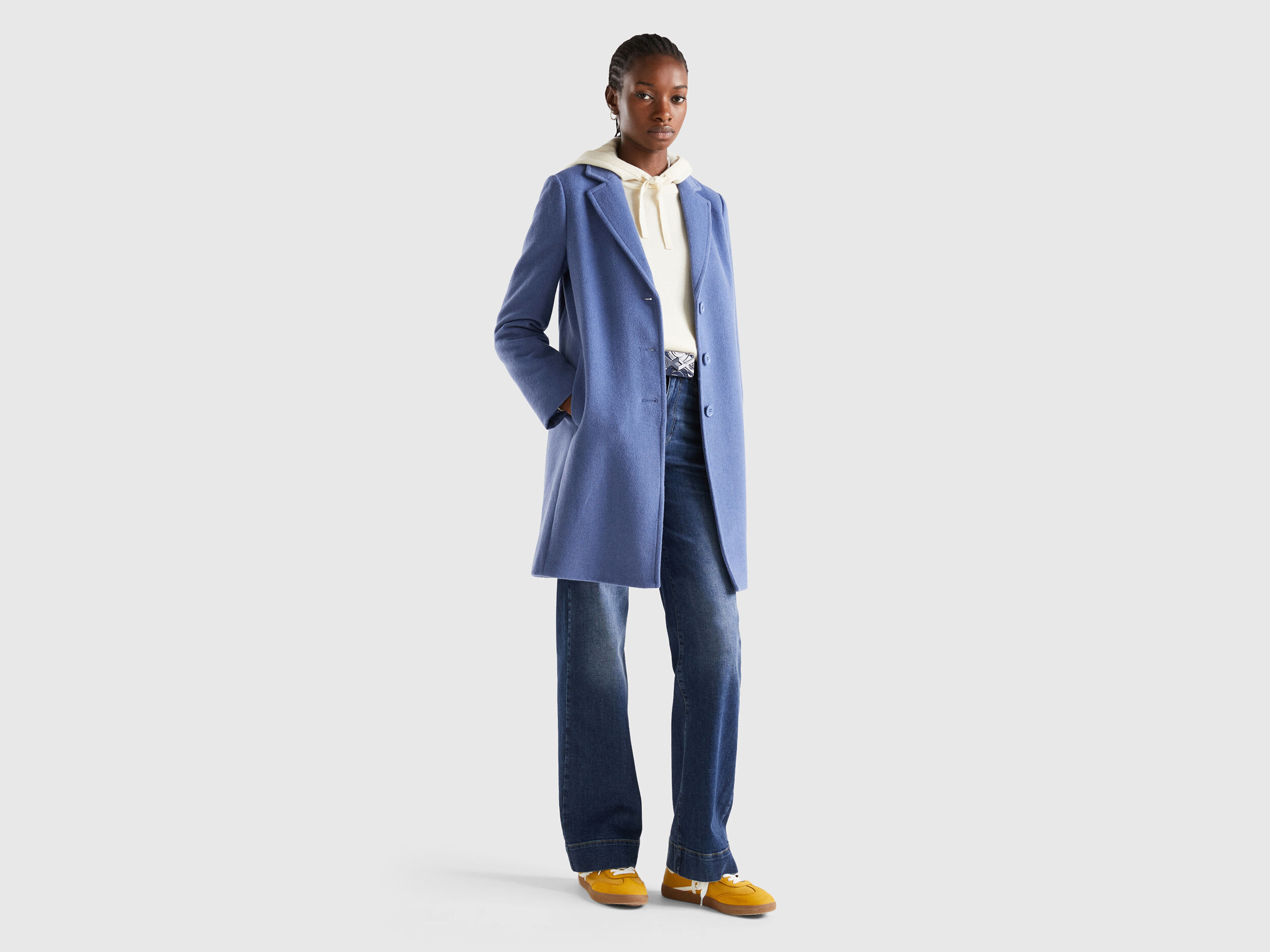 Womens powder online blue wool coat