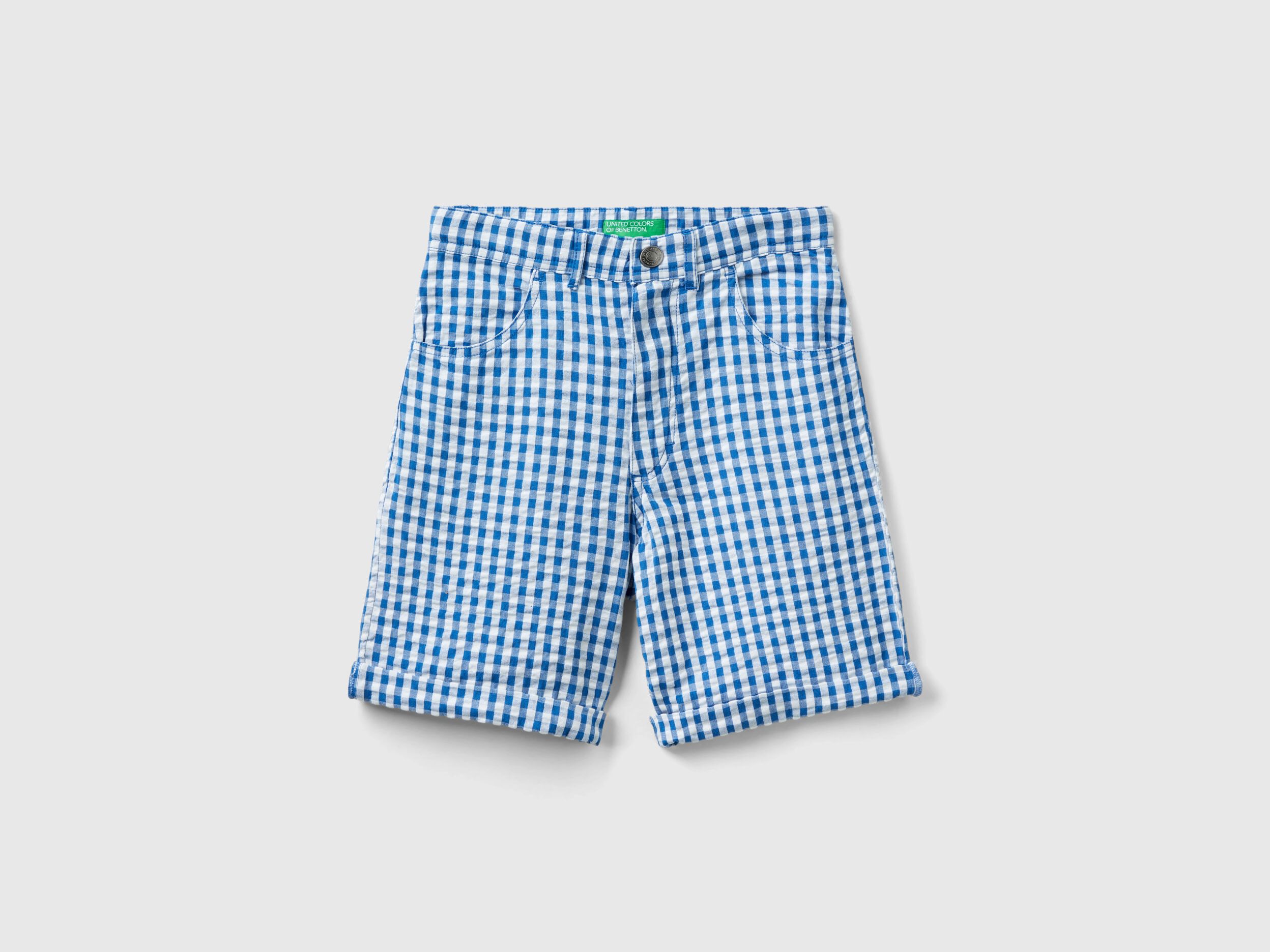 Pantalon corto de cuadros Azul Benetton