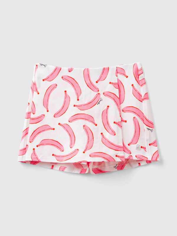White culottes with banana pattern Junior Girl