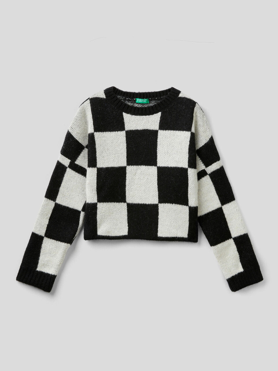 Two-tone check sweater