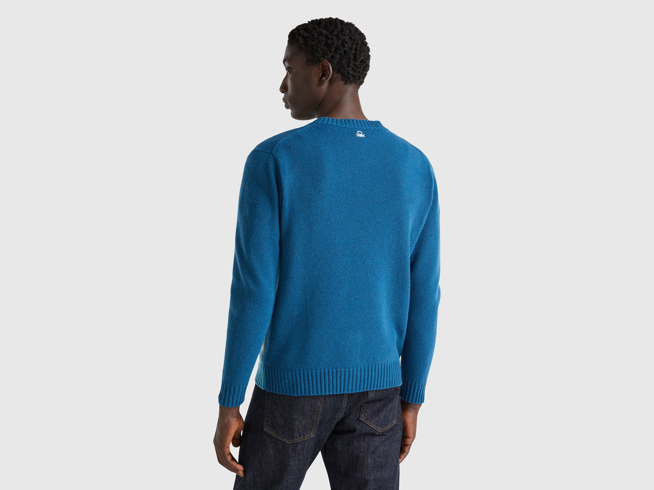 Sweater with ski graphic - Teal | Benetton