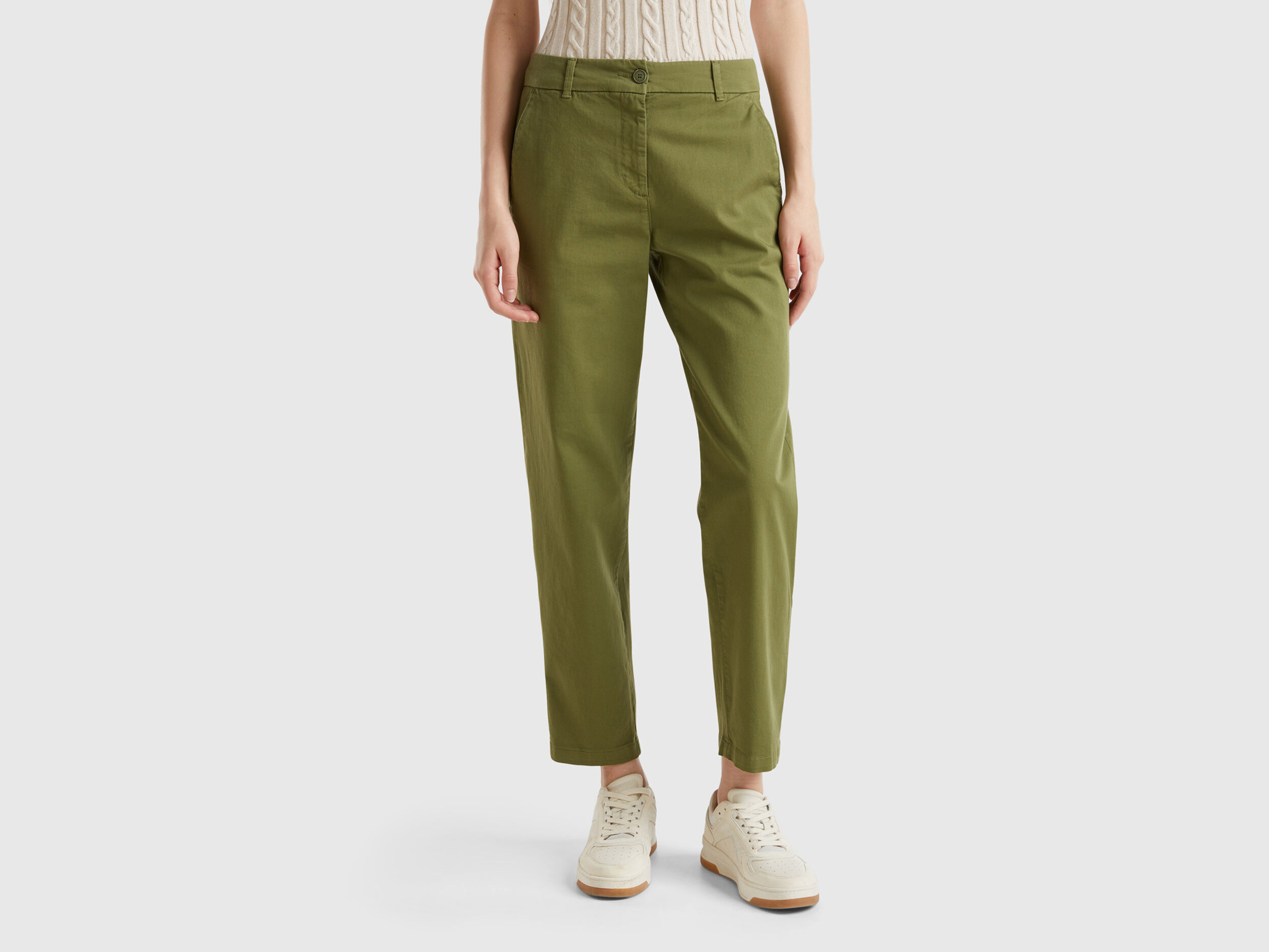 Khaki green chinos womens top